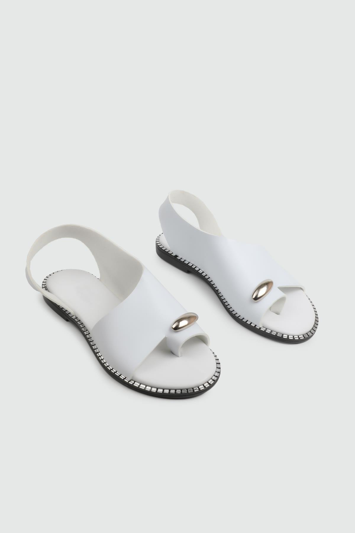 My Bella 25Y SDY-102 Parmak Arası  Kadın Sandalet Beyaz