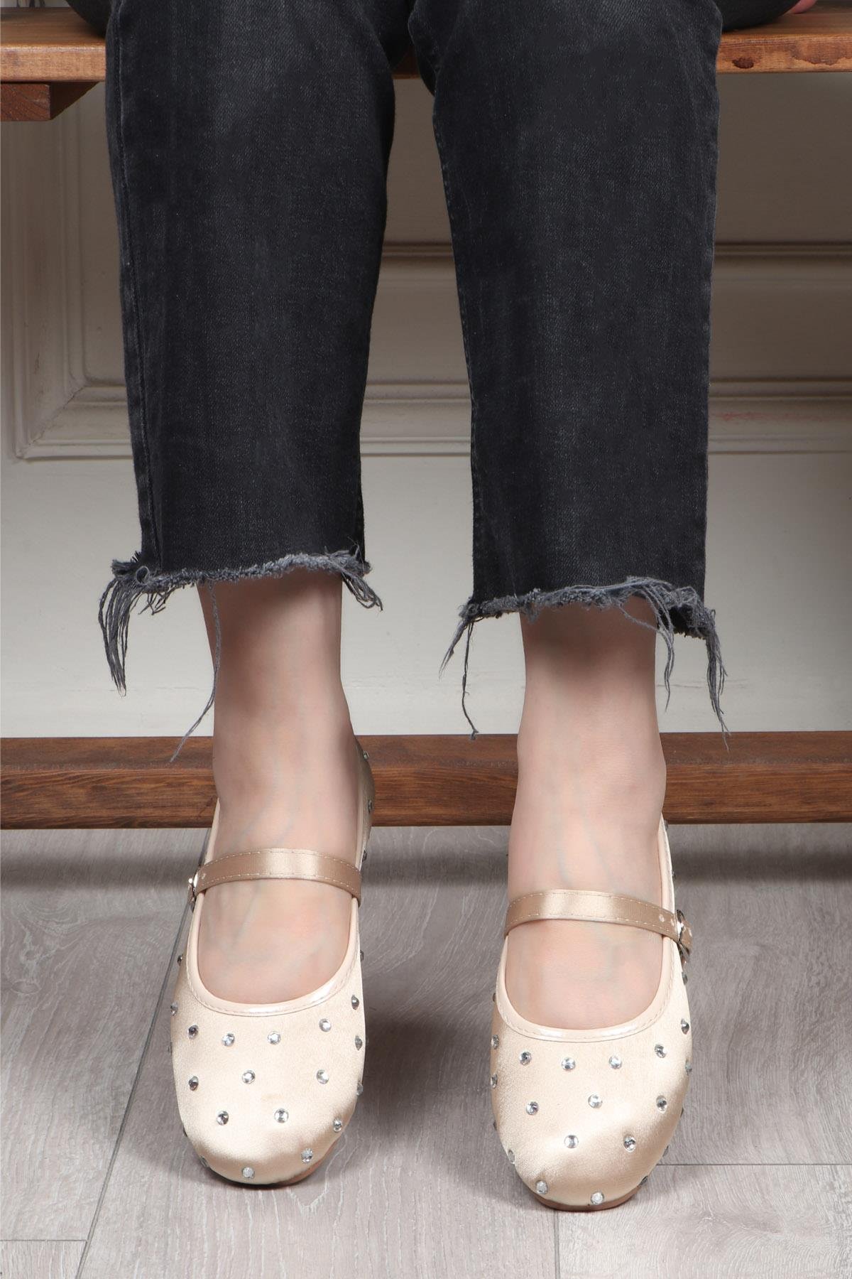 My Bella 25Y SDY-116-128 Kadın Babet Altın Saten