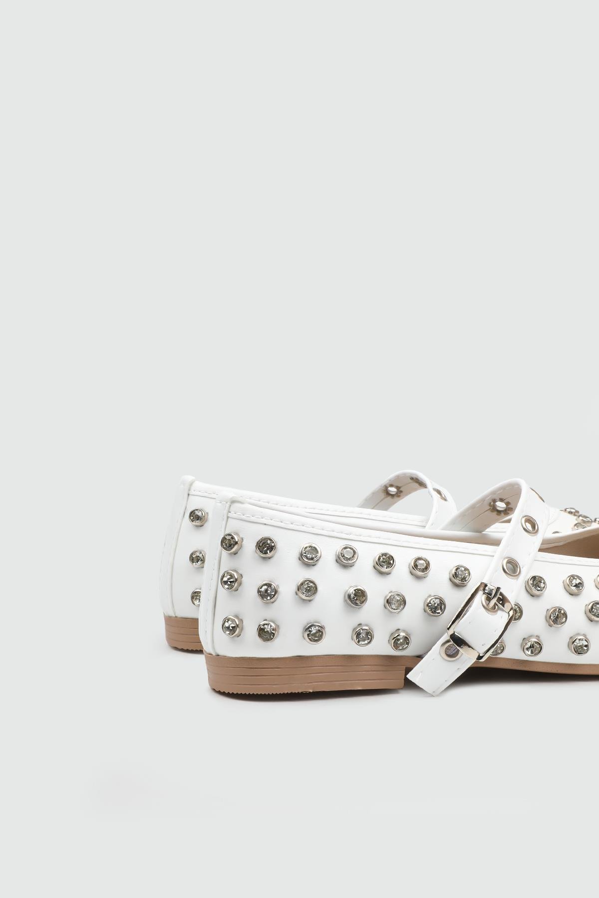 My Bella 25Y SDY-116-400 BB Taşlı Kadın Babet Beyaz