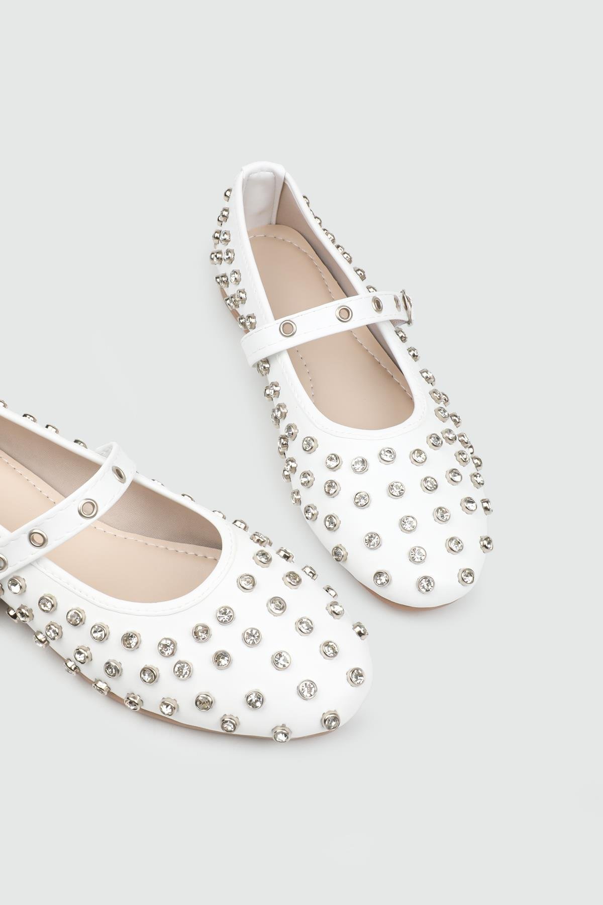 My Bella 25Y SDY-116-400 BB Taşlı Kadın Babet Beyaz