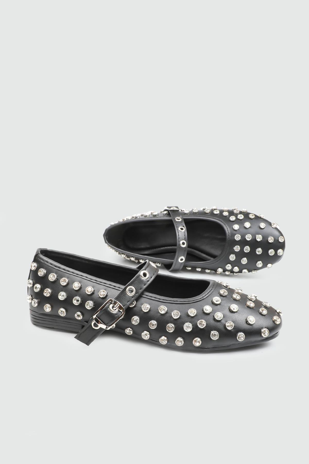 My Bella 25Y SDY-116-400 BB Taşlı Kadın Babet Siyah