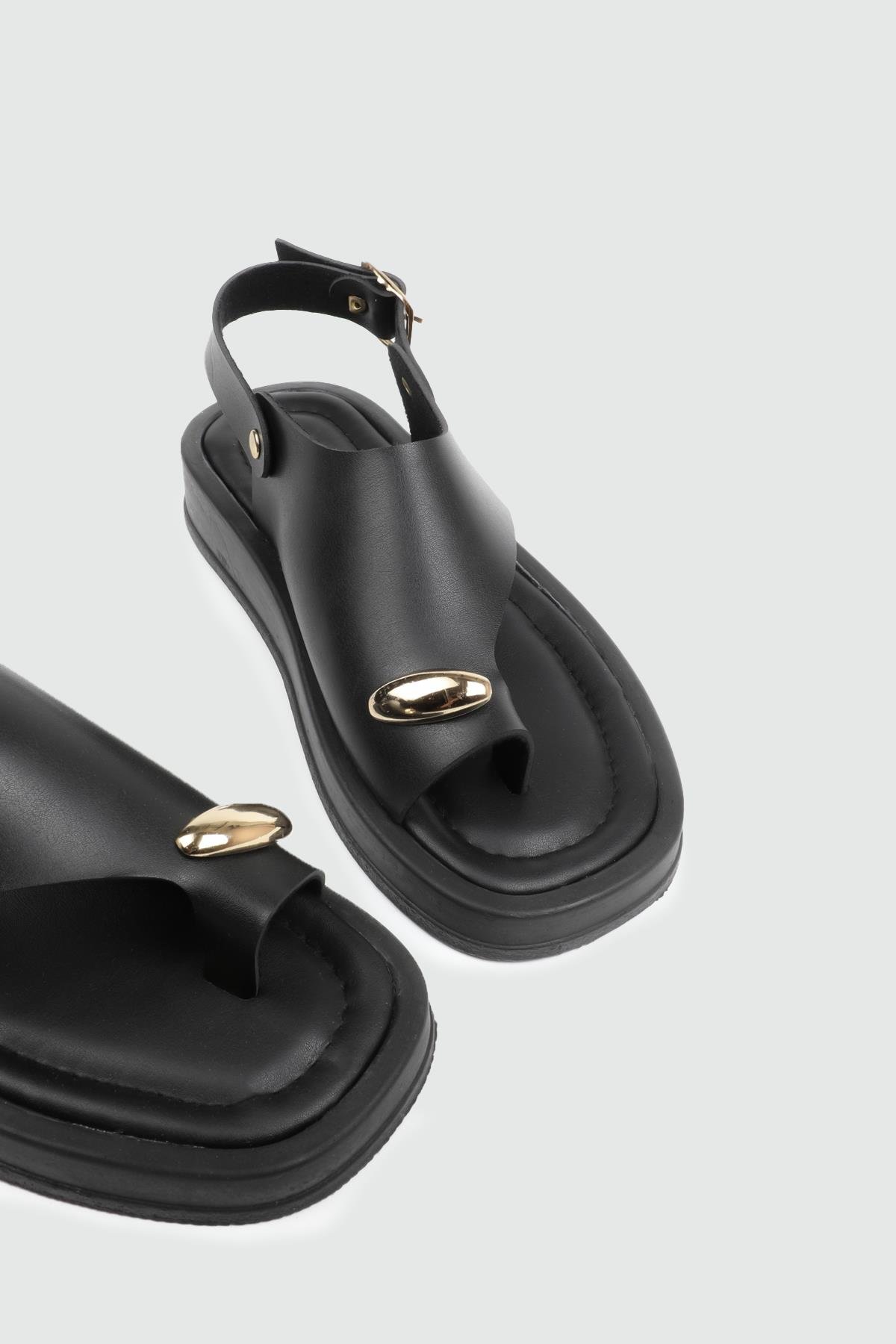 My Bella 25Y SDY-701 Parmak Arası Kadın Sandalet Siyah