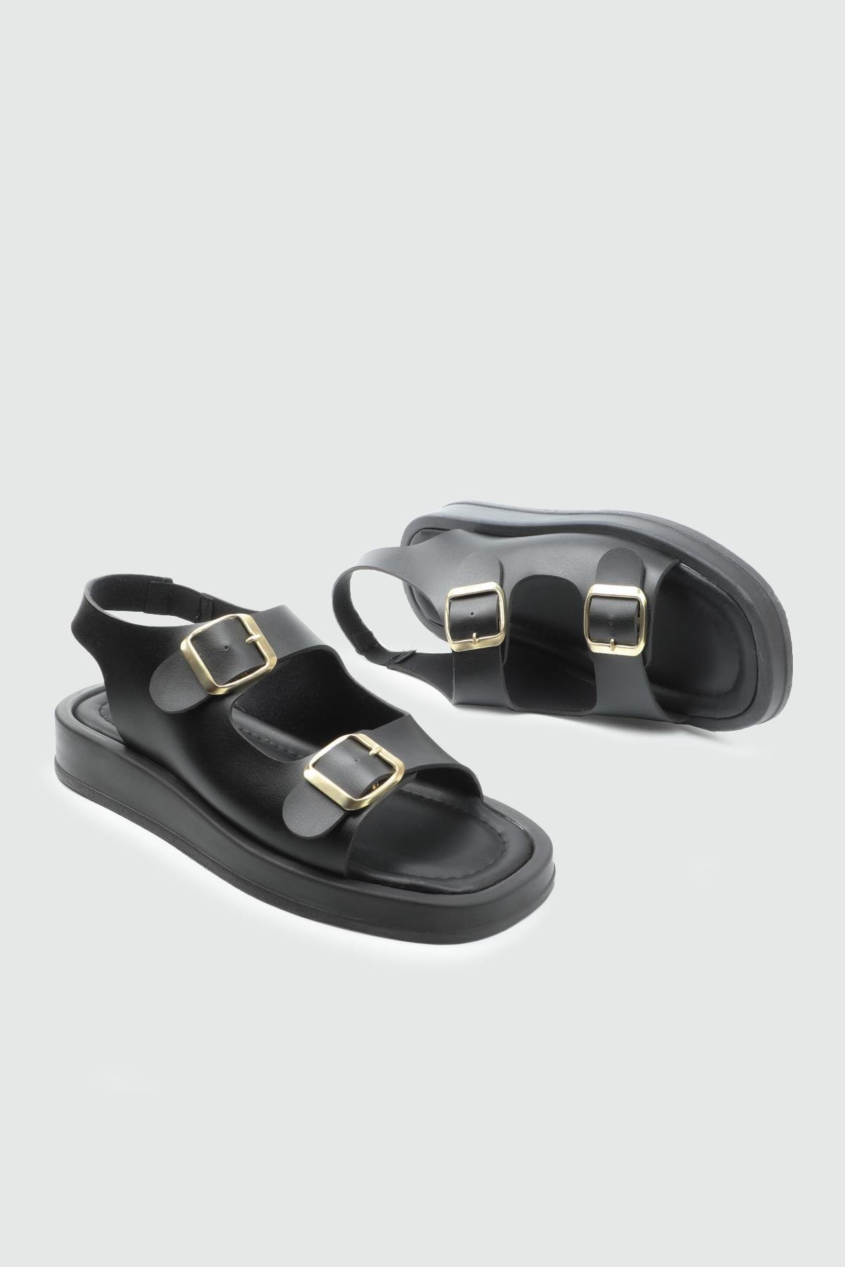 My Bella 25Y SDY-702 Çift Toka Kadın Sandalet Siyah