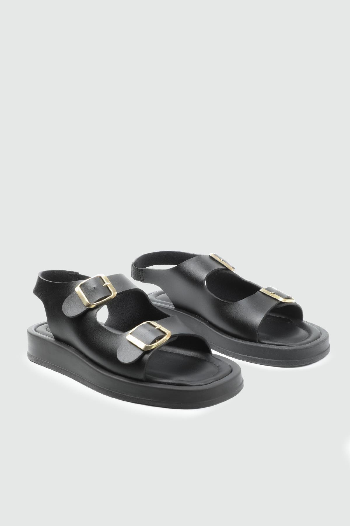 My Bella 25Y SDY-702 Çift Toka Kadın Sandalet Siyah