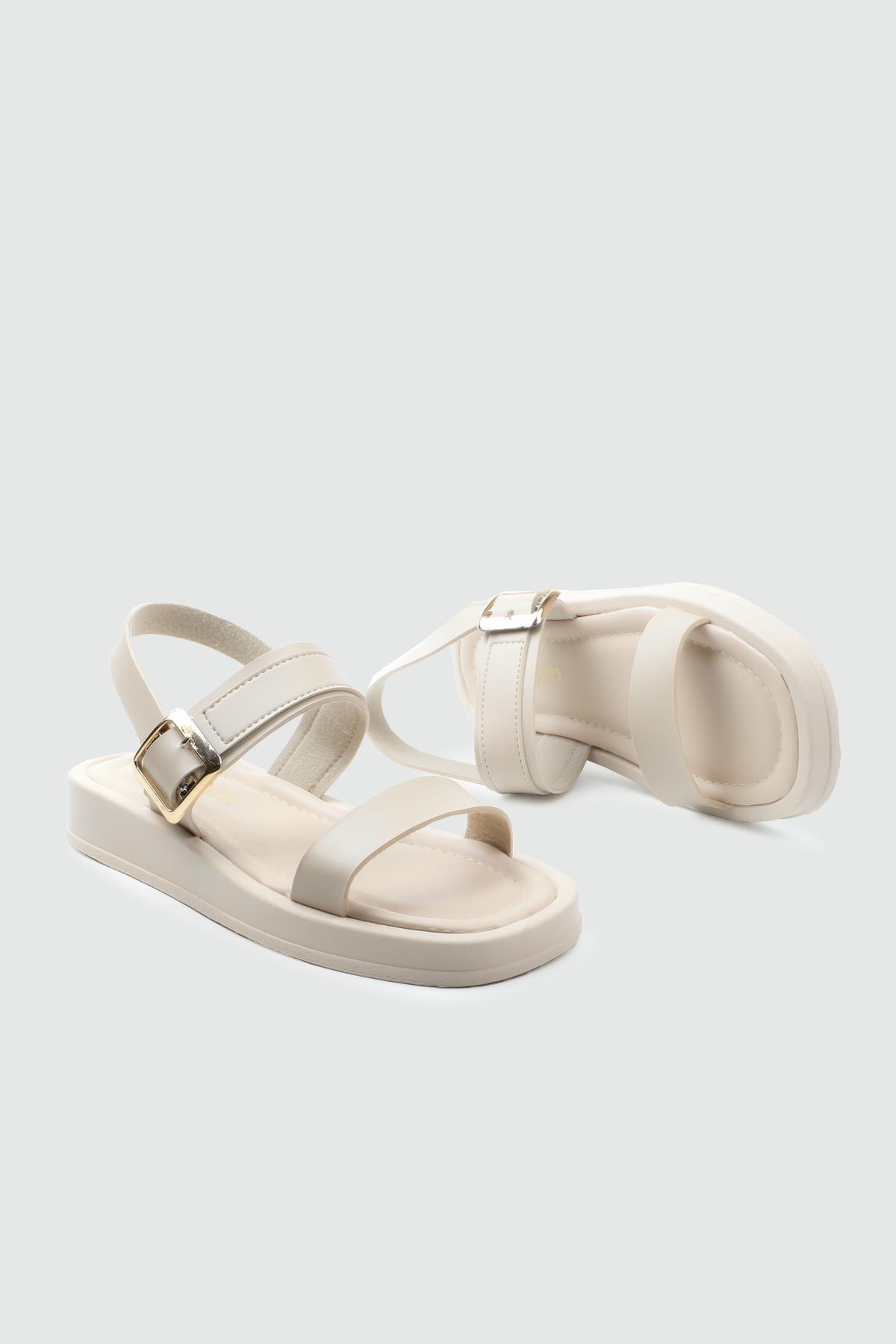 My Bella 25Y SDY-703 Tokalı Kadın Sandalet Bej