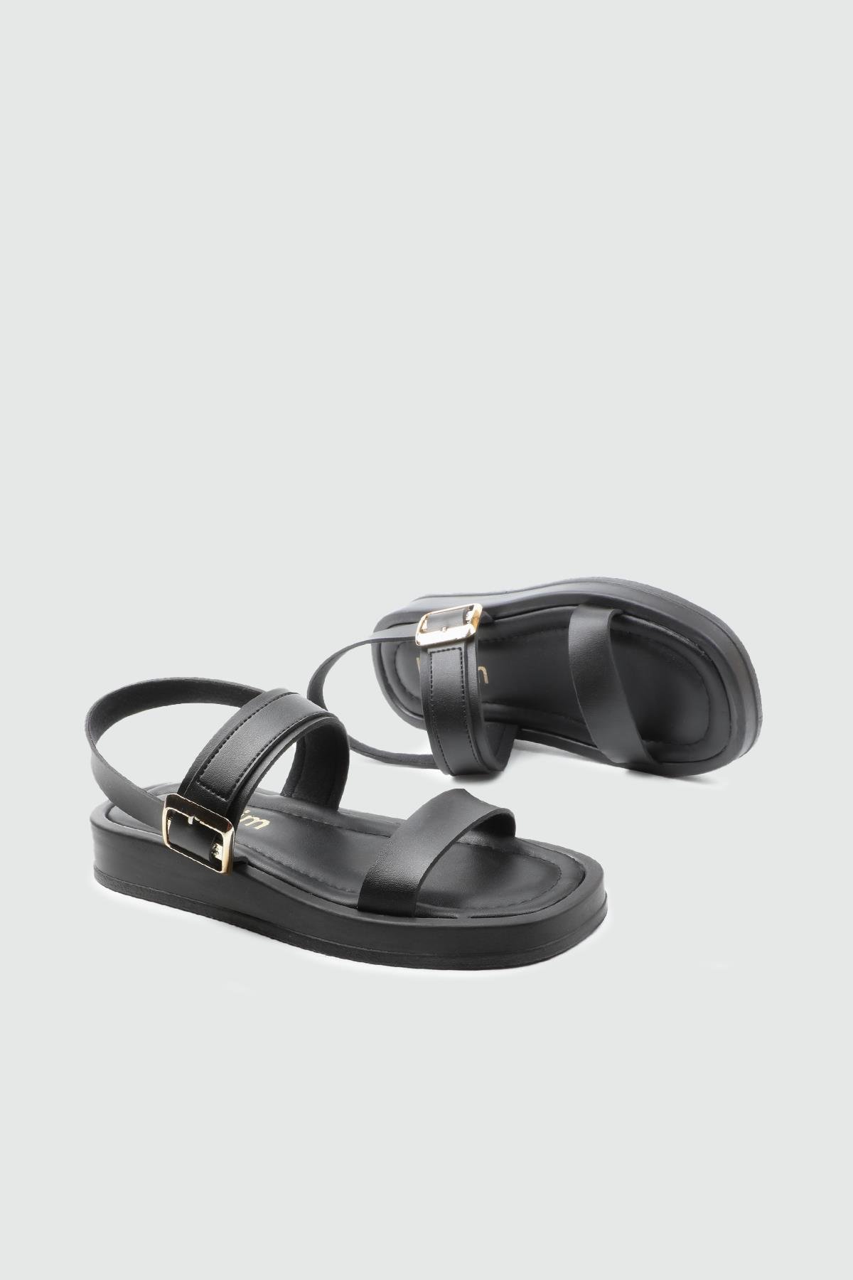 My Bella 25Y SDY-703 Tokalı Kadın Sandalet Siyah