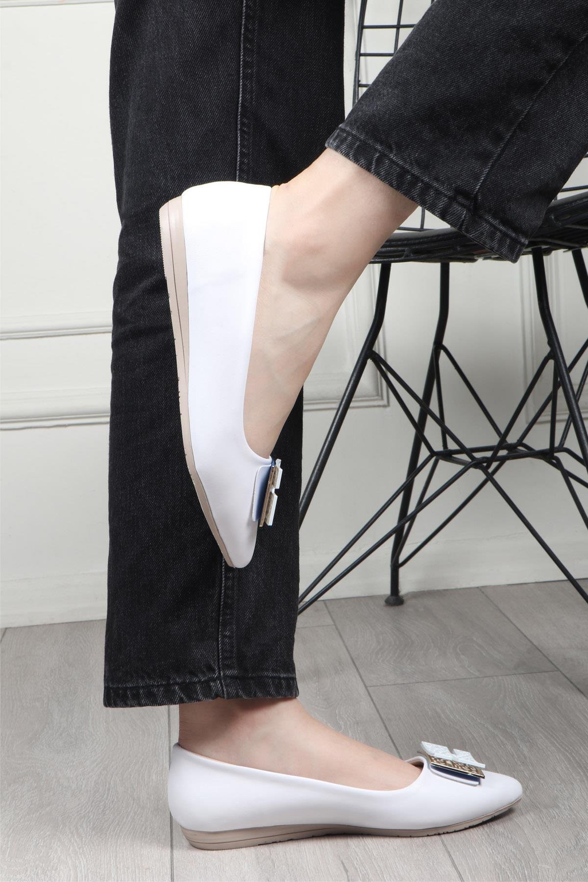 My Bella 25Y ŞM-1032 Tokalı Kadın Babet Beyaz