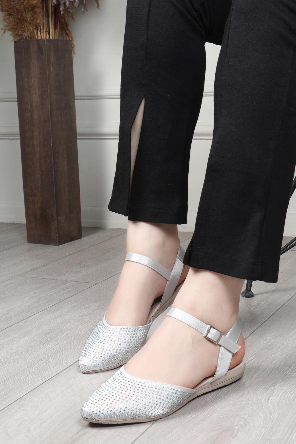 My Bella 25Y ŞM-3060 Açık Taşlı Kadın Ayakkabı Gümüş