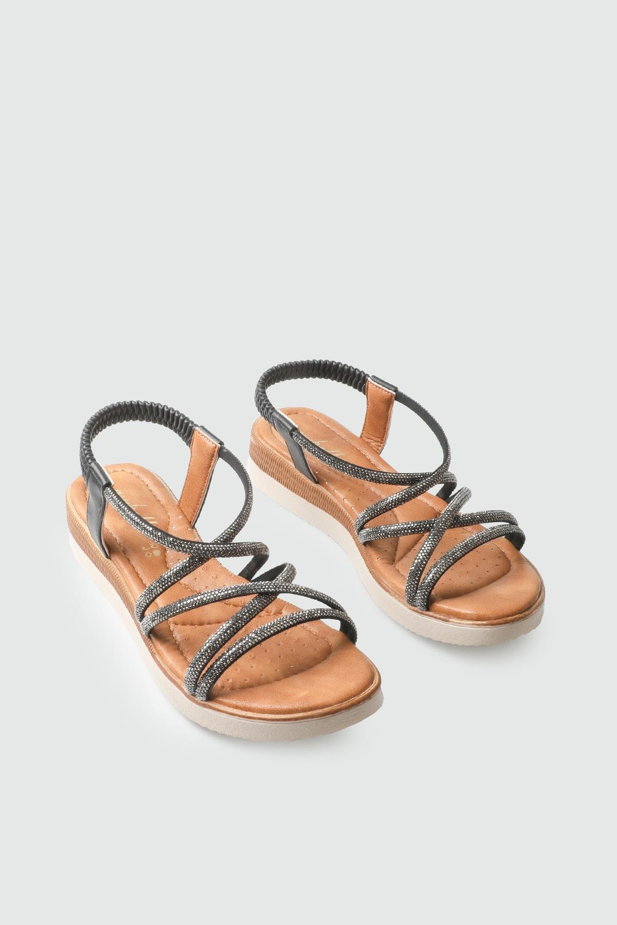 My Bella 25Y SP-331 Taşlı Kadın Sandalet Siyah