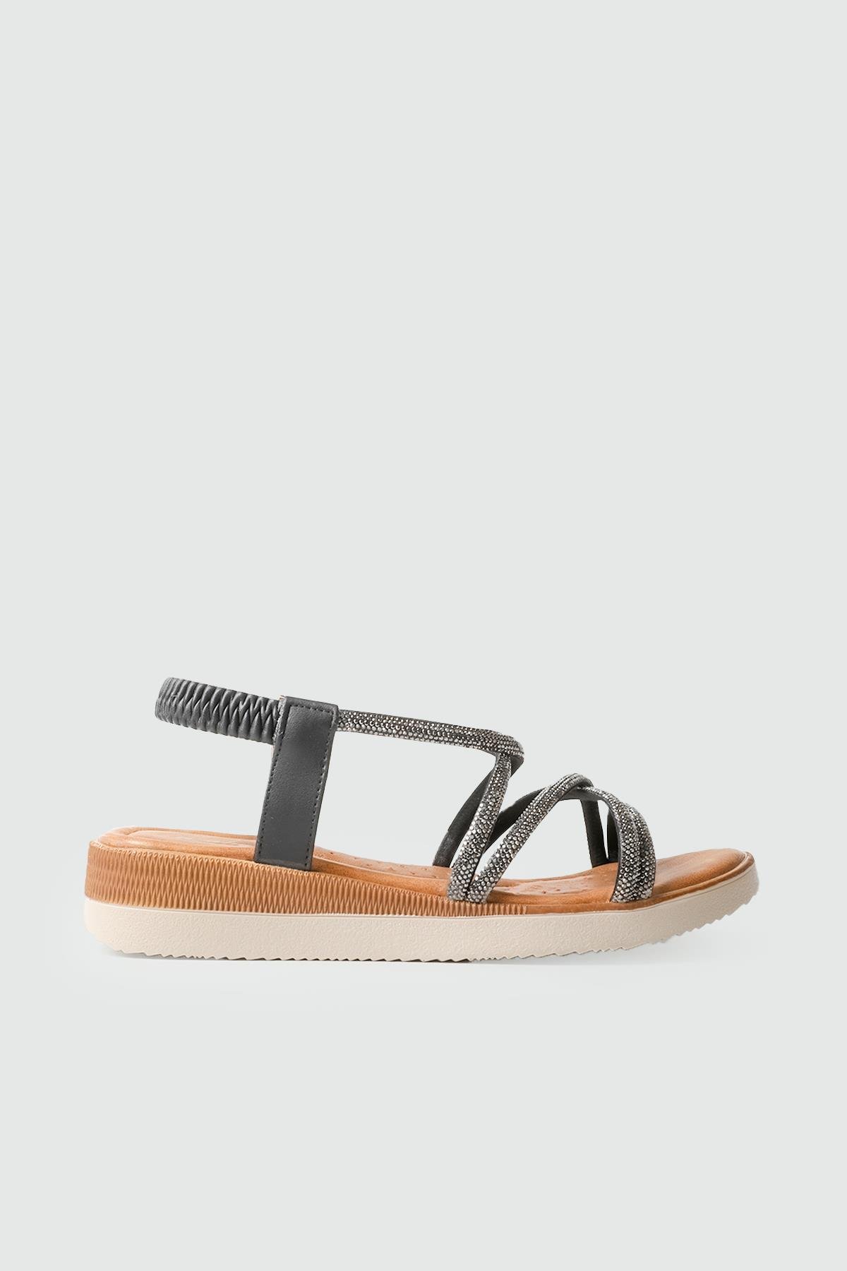 My Bella 25Y SP-331 Taşlı Kadın Sandalet Siyah