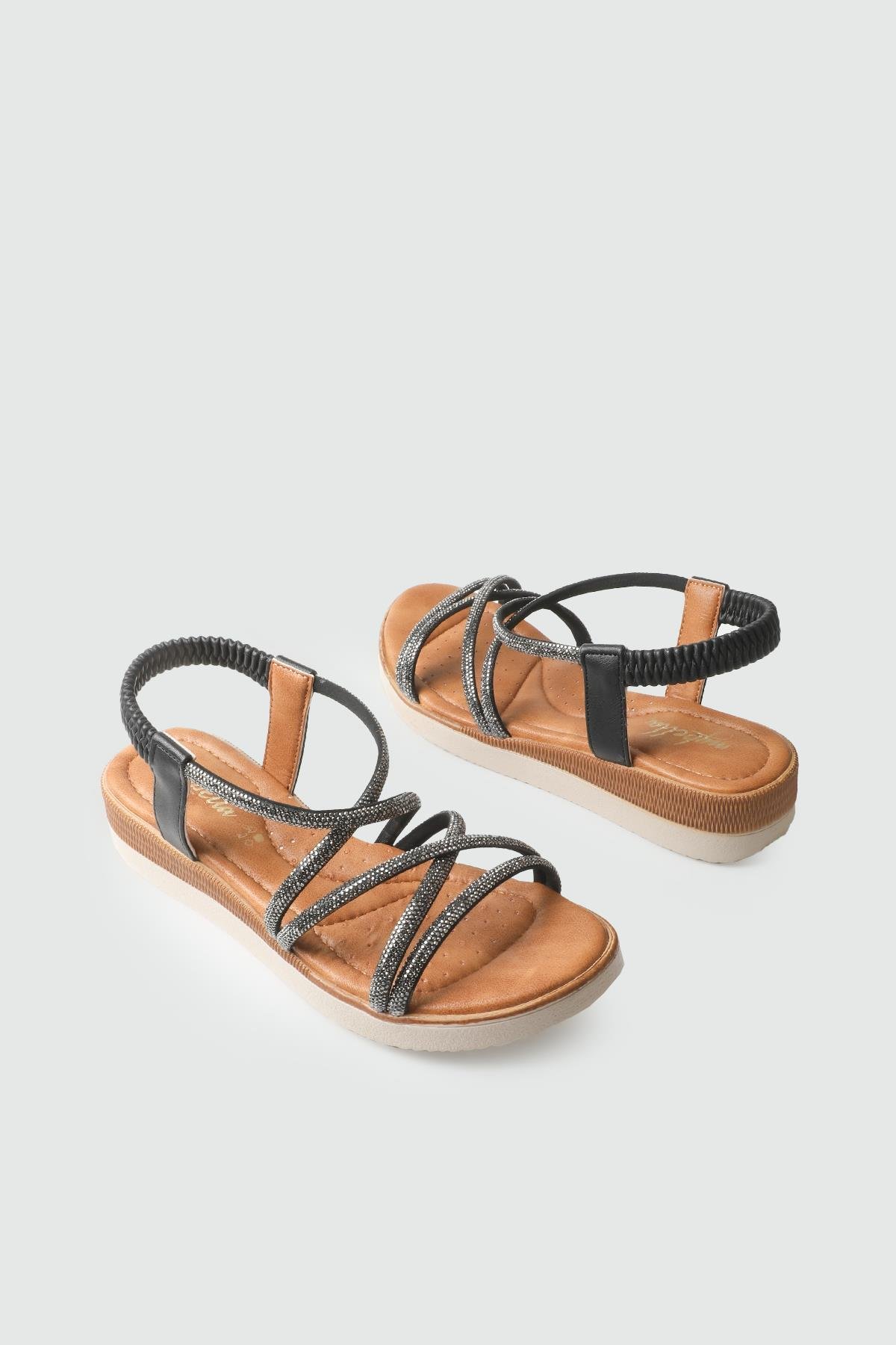 My Bella 25Y SP-331 Taşlı Kadın Sandalet Siyah