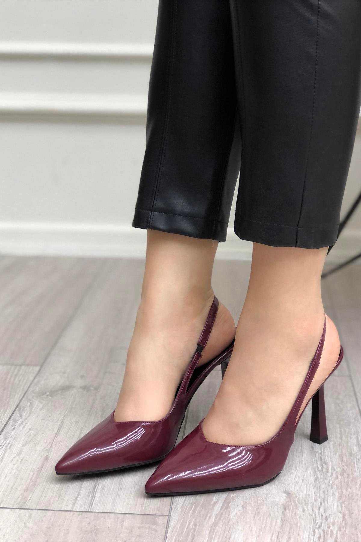 My Bella Angela Topuklu Kadın Ayakkabı Bordo Rugan