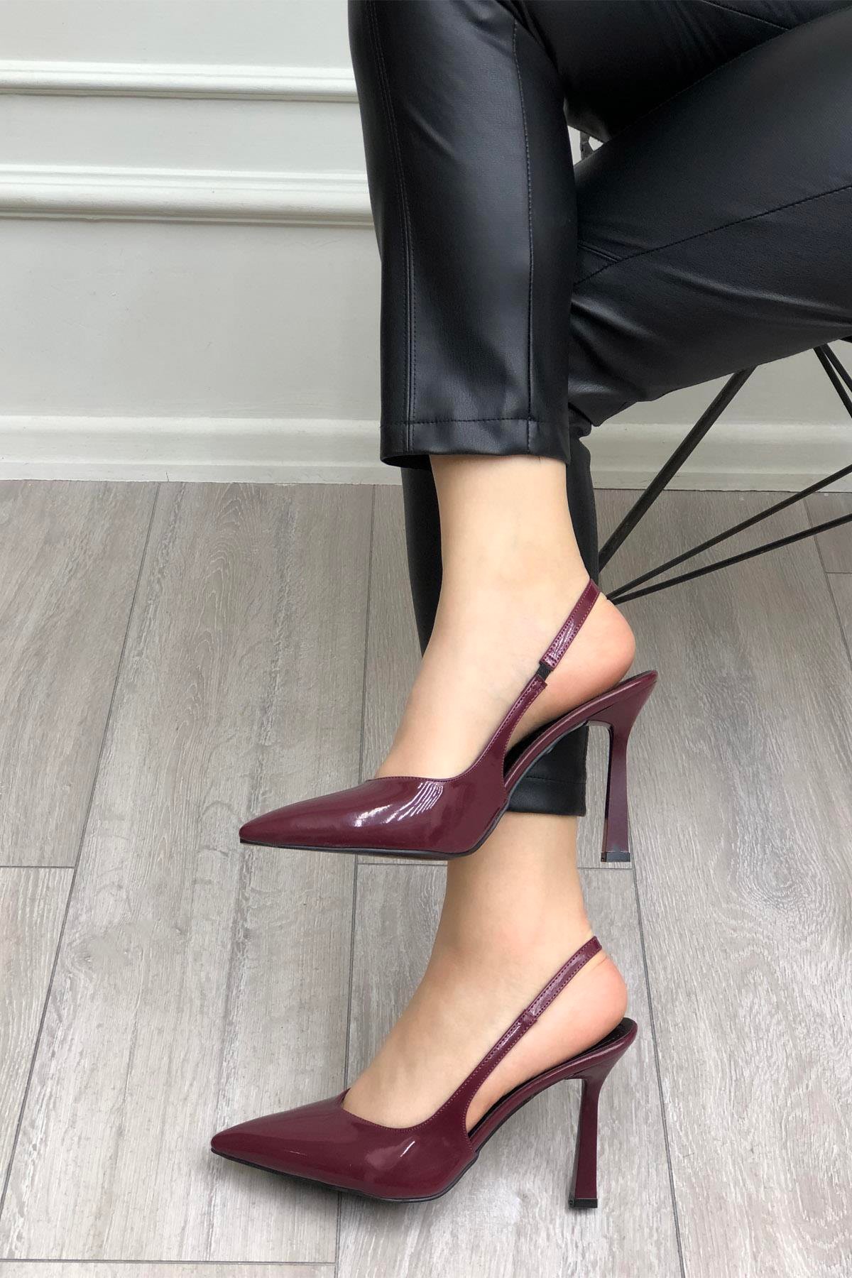 My Bella Angela Topuklu Kadın Ayakkabı Bordo Rugan