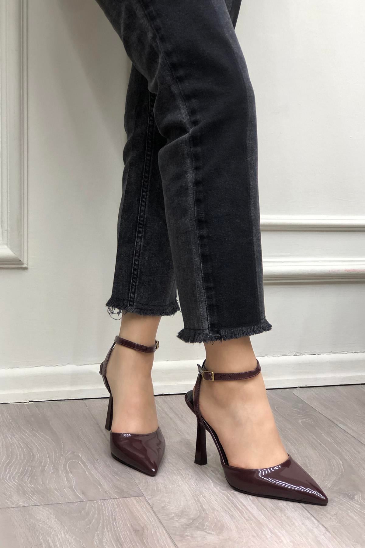 My Bella Annabel Çapraz Bantlı Kadın Ayakkabı Bordo Rugan