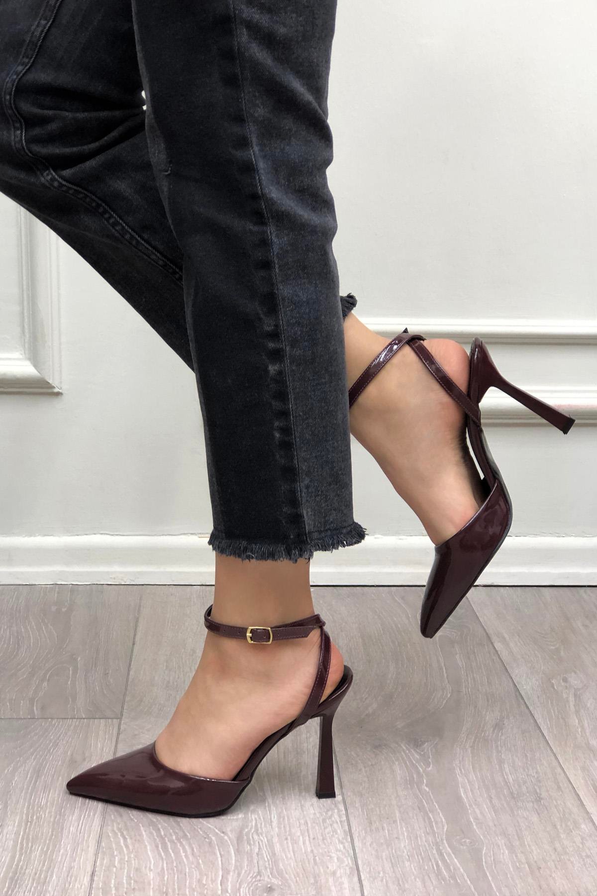My Bella Annabel Çapraz Bantlı Kadın Ayakkabı Bordo Rugan