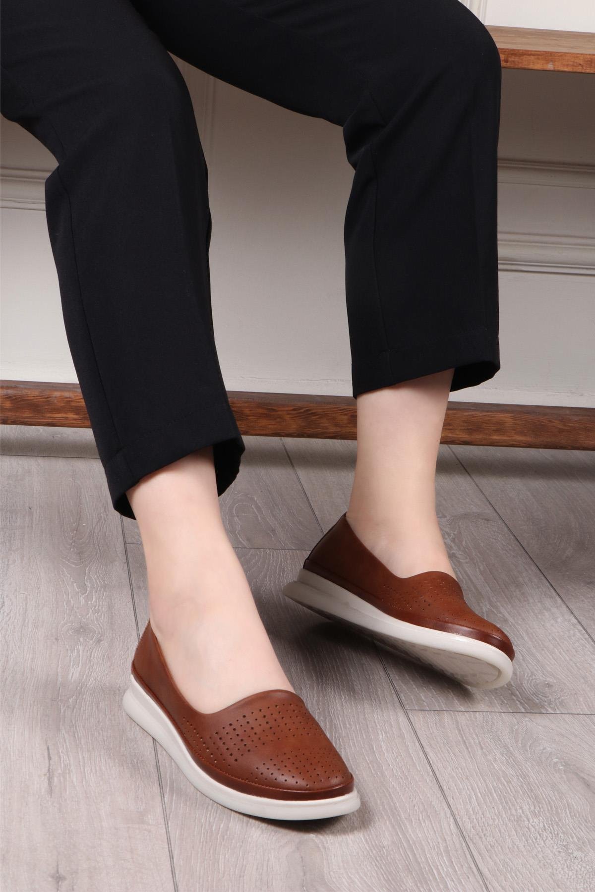 My Bella C-1320 İç Deri Ortopedik Kadın Ayakkabı Taba