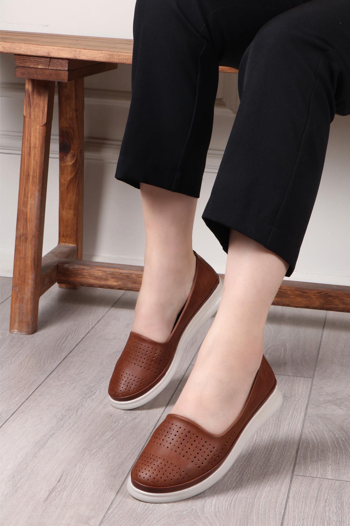 My Bella C-1320 İç Deri Ortopedik Kadın Ayakkabı Taba