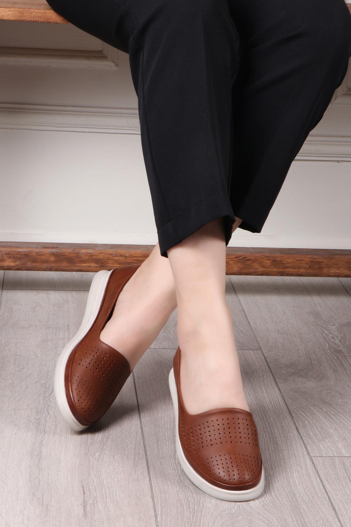 My Bella C-1320 İç Deri Ortopedik Kadın Ayakkabı Taba