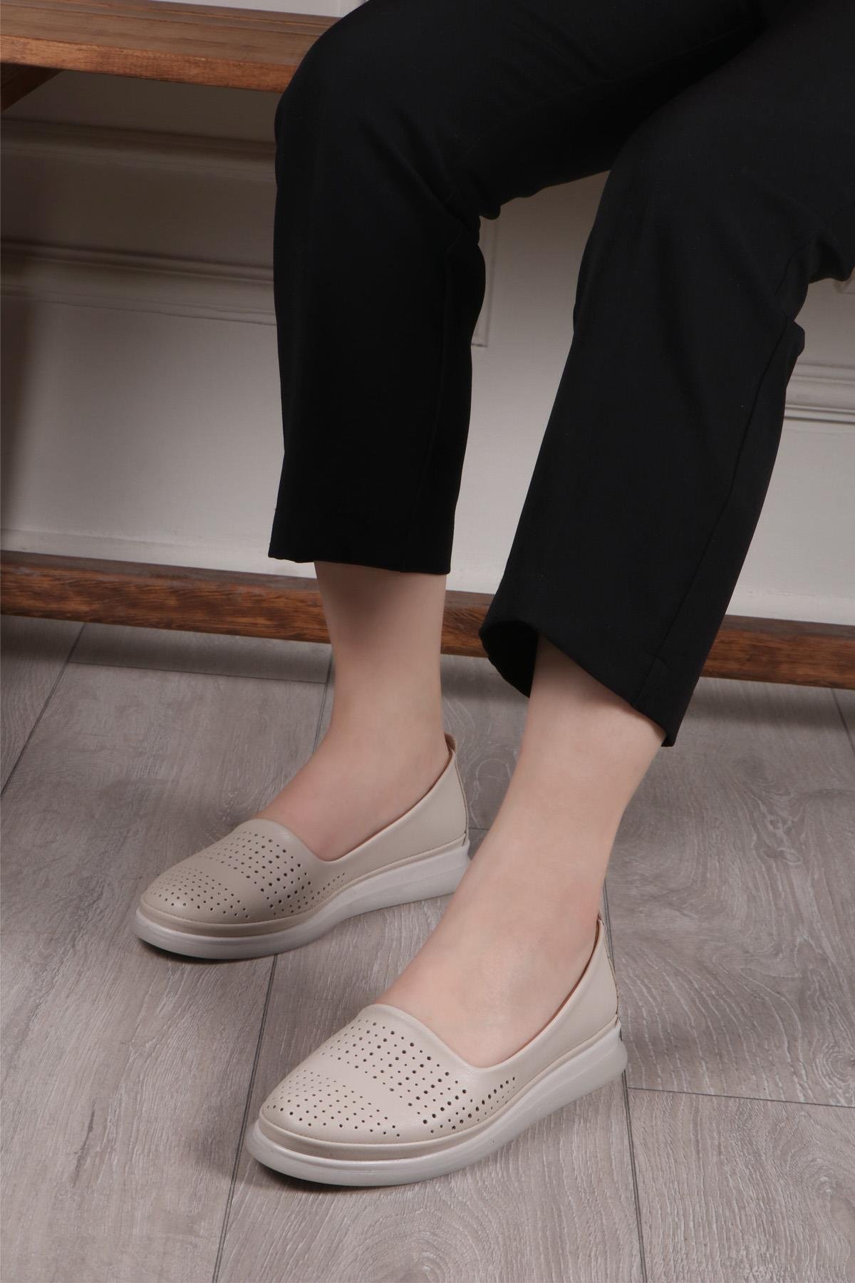 My Bella C-1320 İç Deri Ortopedik Kadın Ayakkabı Bej