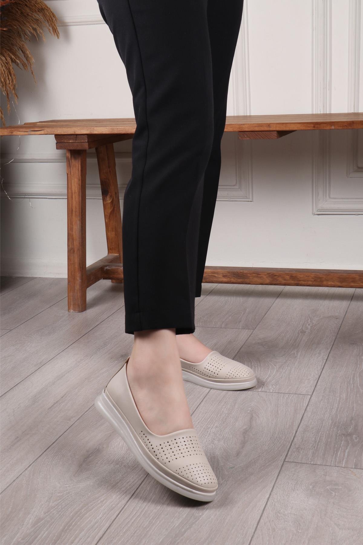 My Bella C-1320 İç Deri Ortopedik Kadın Ayakkabı Bej