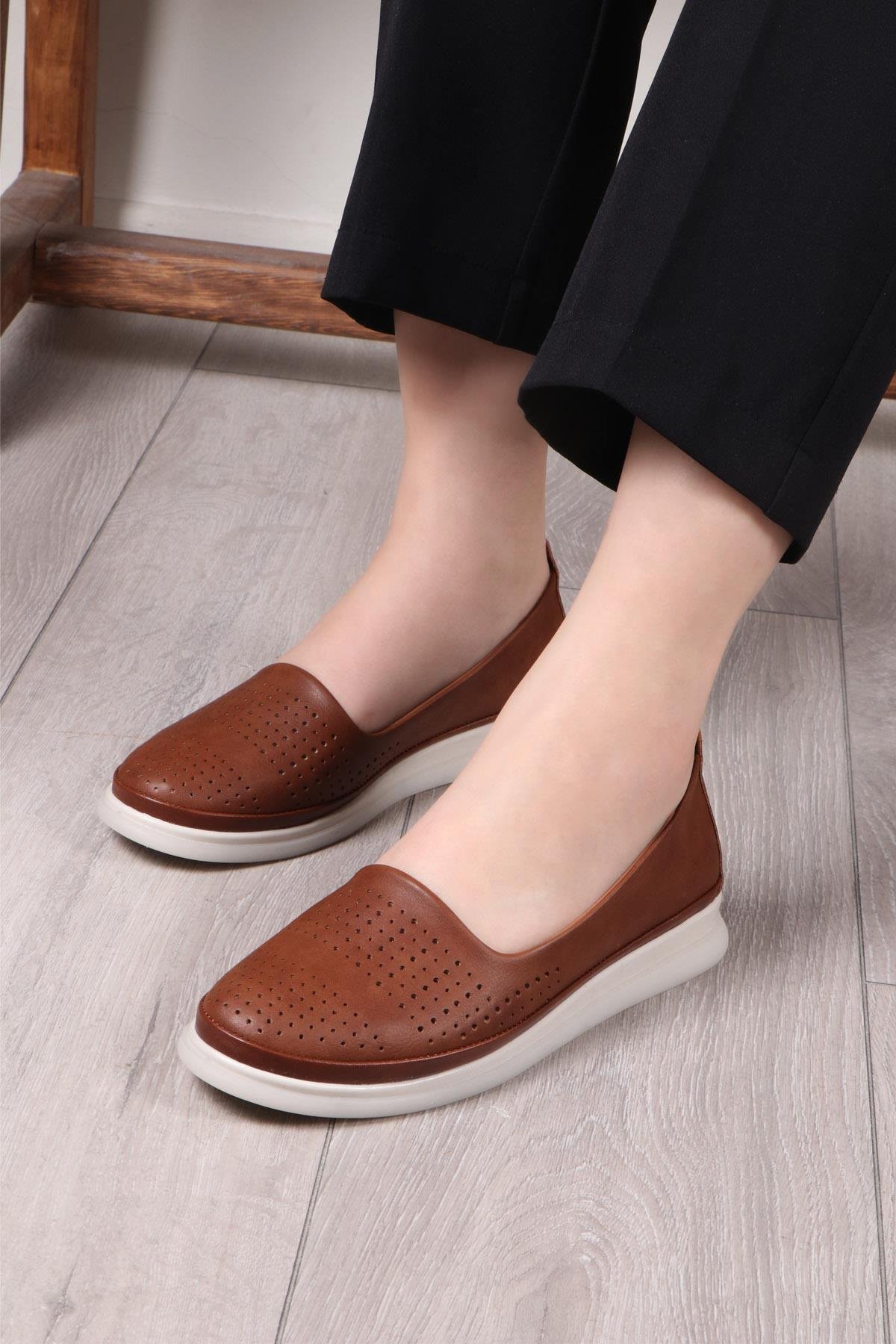 My Bella C-1320 İç Deri Ortopedik Kadın Ayakkabı Taba