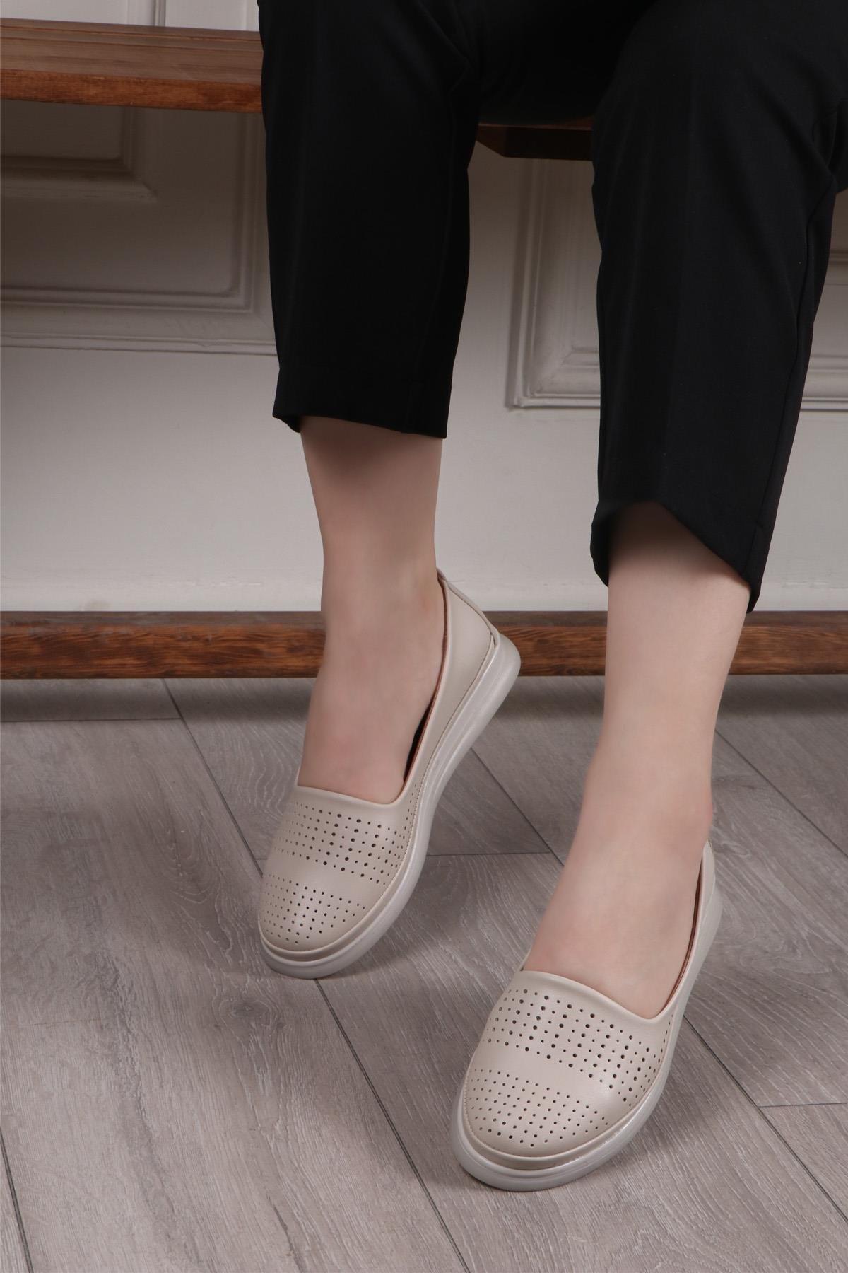 My Bella C-1320 İç Deri Ortopedik Kadın Ayakkabı Bej