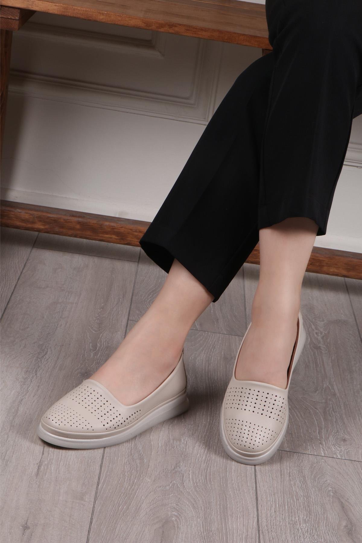 My Bella C-1320 İç Deri Ortopedik Kadın Ayakkabı Bej