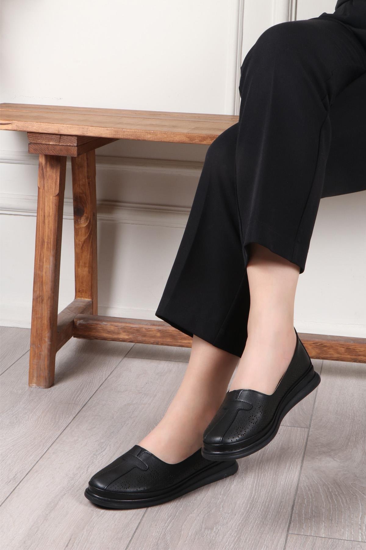 My Bella C-1350 İç Deri Ortopedik Kadın Ayakkabı Siyah