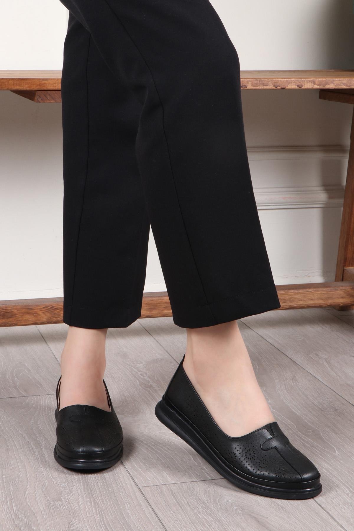 My Bella C-1350 İç Deri Ortopedik Kadın Ayakkabı Siyah