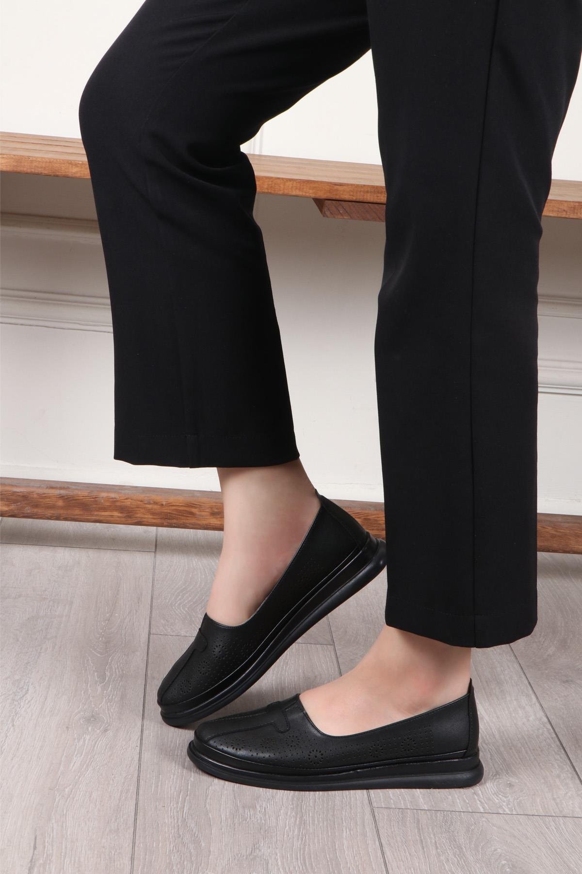 My Bella C-1350 İç Deri Ortopedik Kadın Ayakkabı Siyah