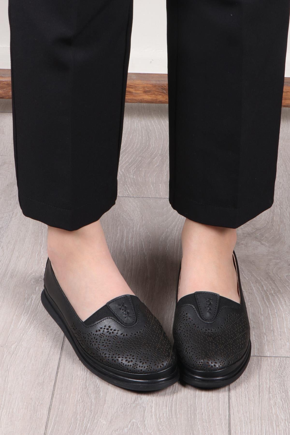 My Bella C-1360 İç Deri Ortopedik Kadın Ayakkabı Siyah