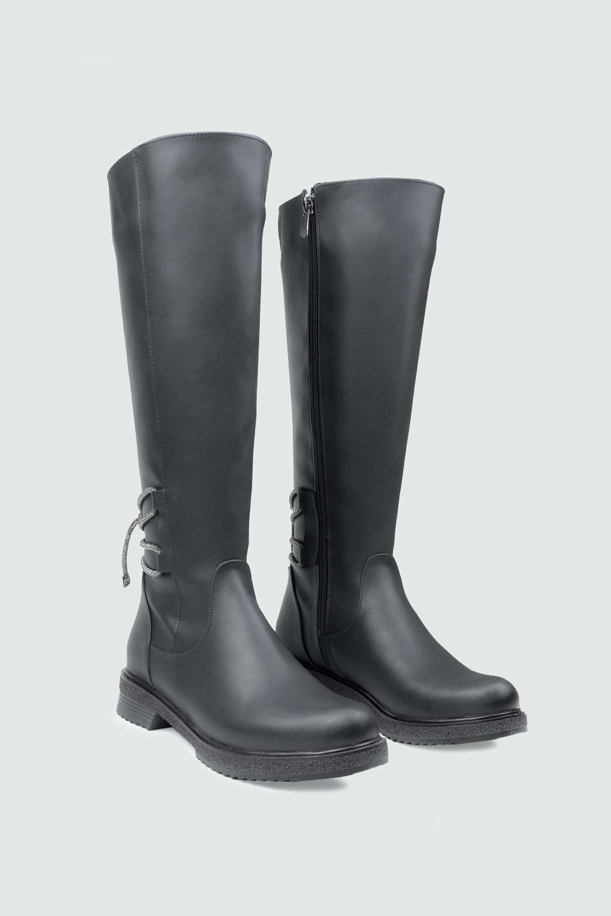 MY BELLA FHM-2002 25K Kısa Taşlı Kadın Çizme Siyah