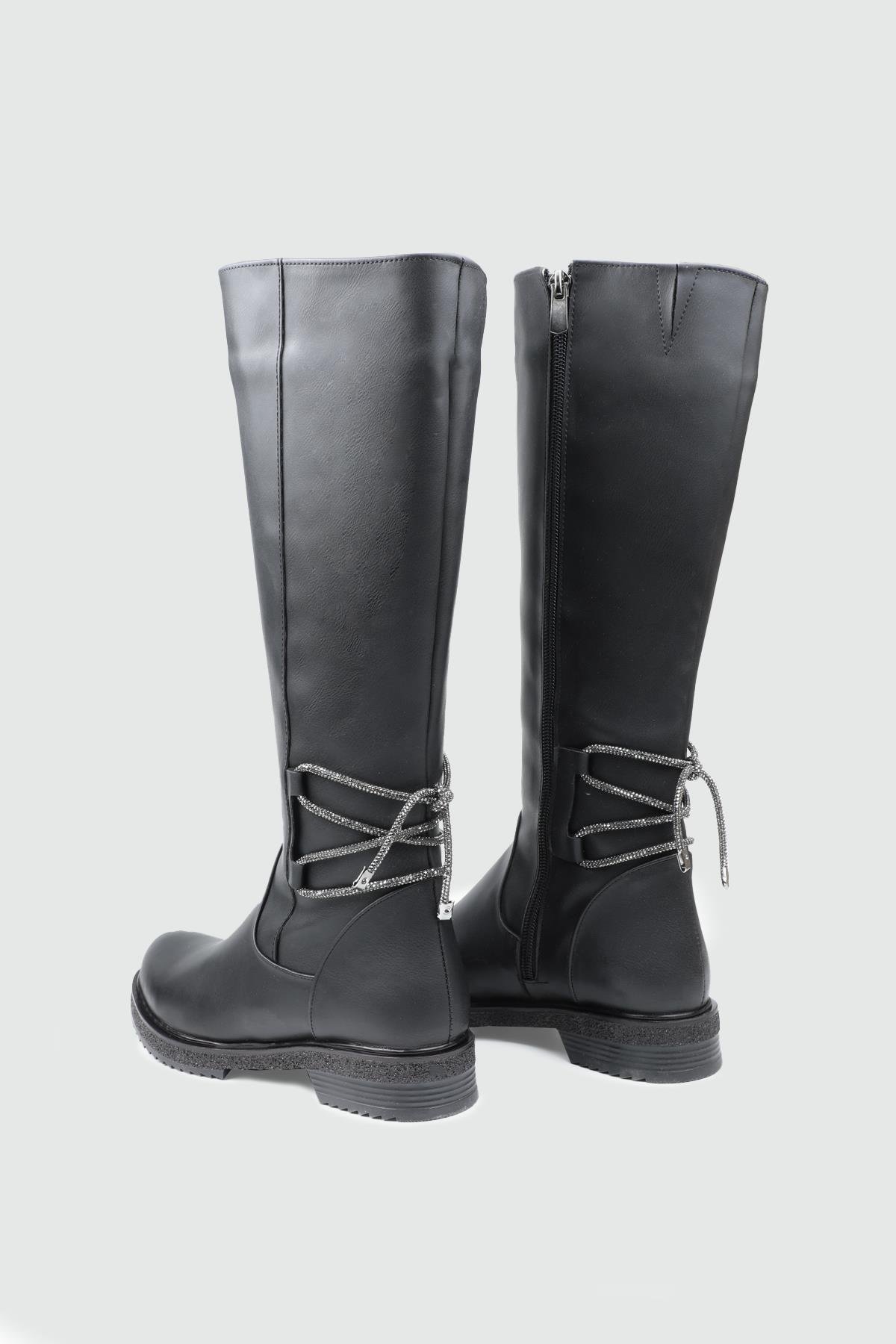 MY BELLA FHM-2002 25K Kısa Taşlı Kadın Çizme Siyah