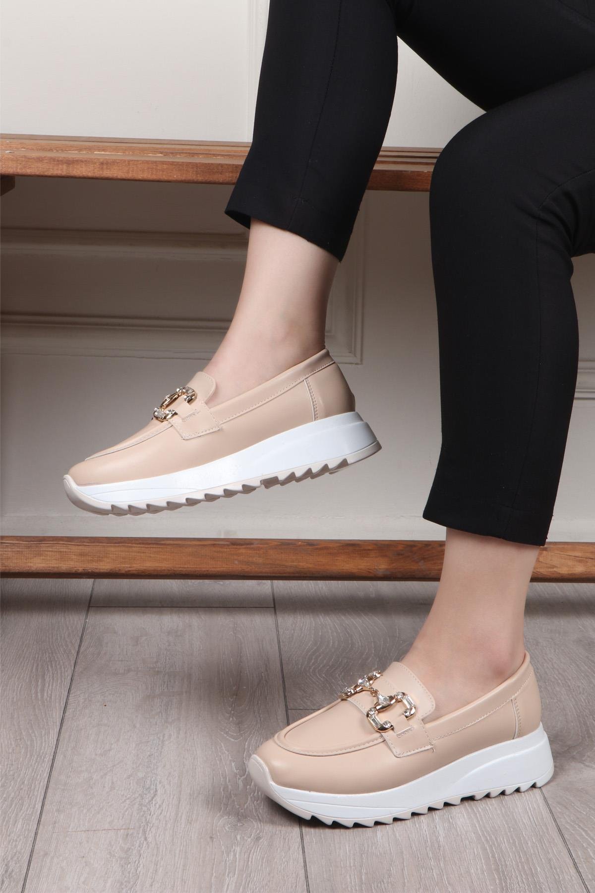 My Bella GÇ-104 Taşlı Kadın Ayakkabı Bej