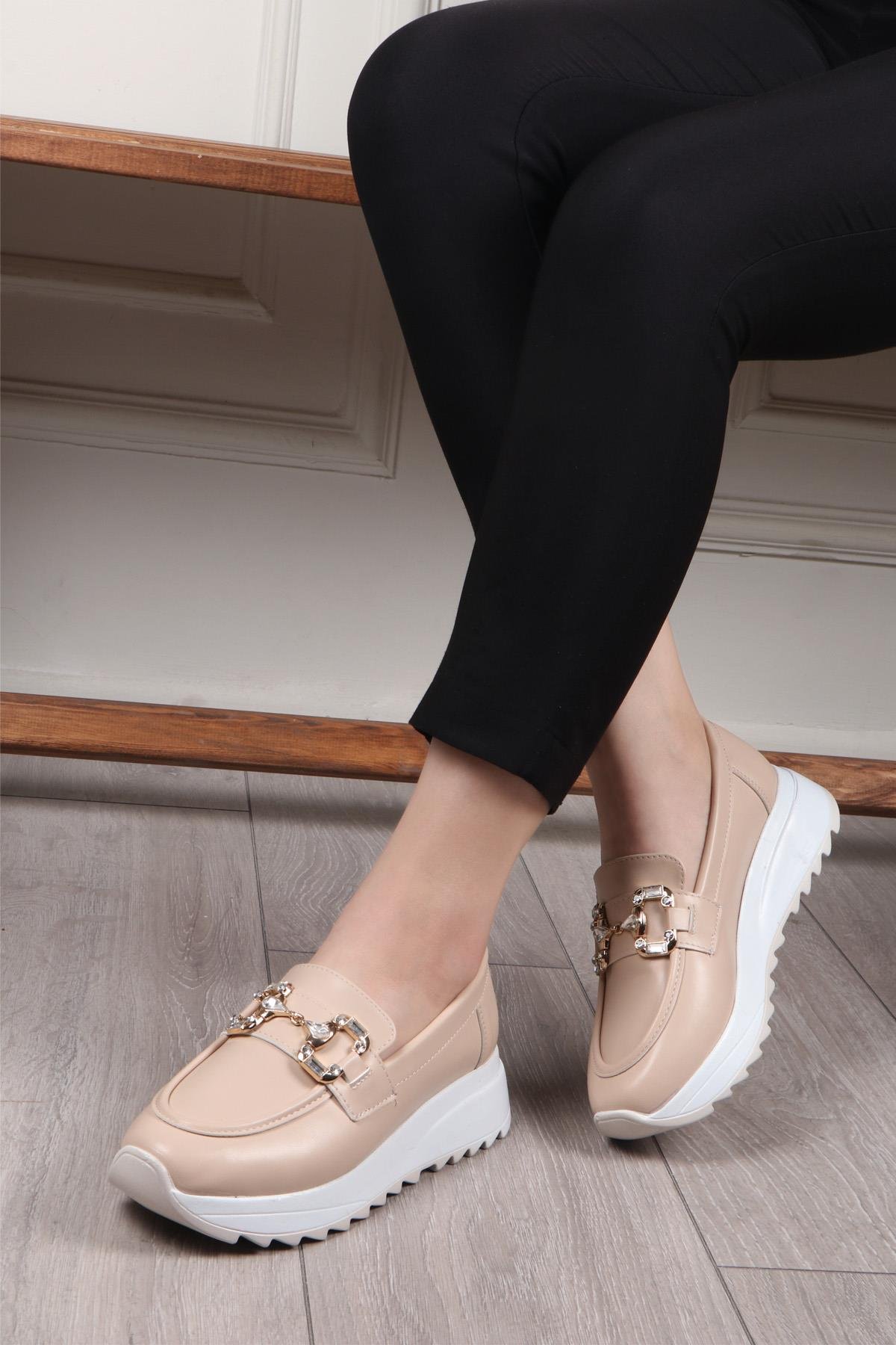 My Bella GÇ-104 Taşlı Kadın Ayakkabı Bej