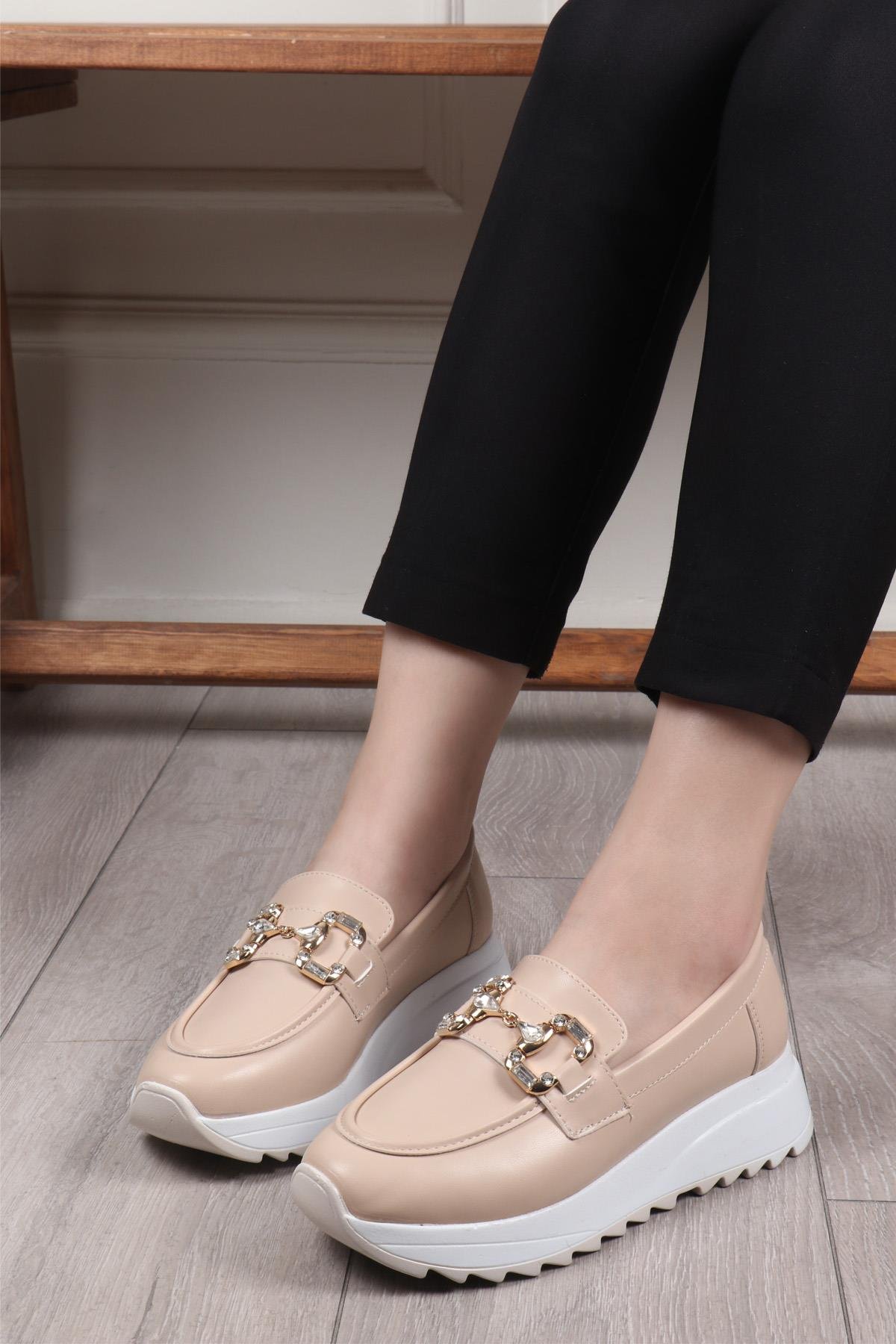 My Bella GÇ-104 Taşlı Kadın Ayakkabı Bej