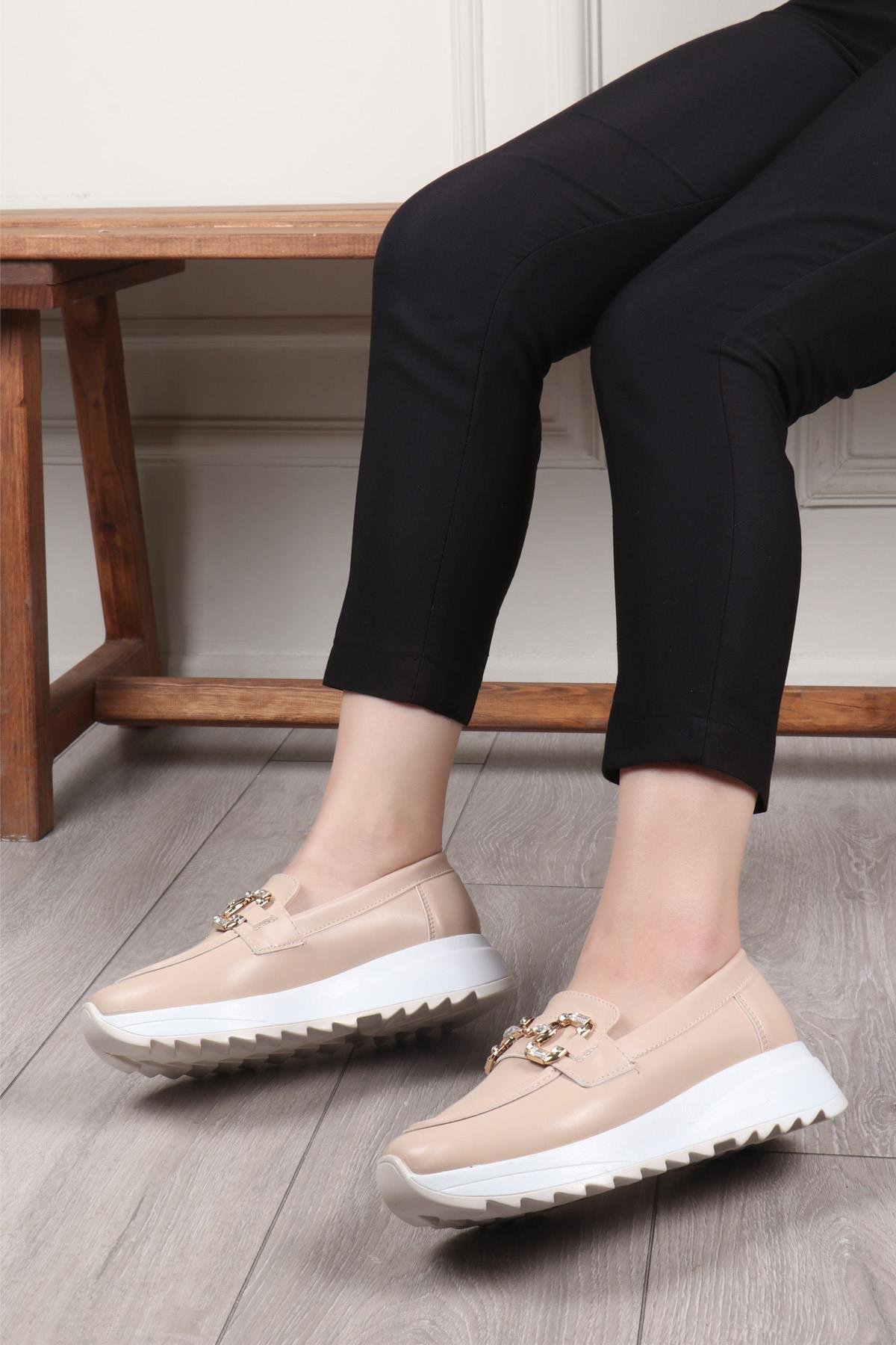 My Bella GÇ-104 Taşlı Kadın Ayakkabı Bej