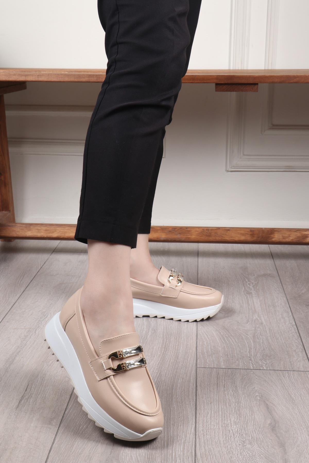 My Bella GÇ-106 Taşlı Kadın Ayakkabı Bej