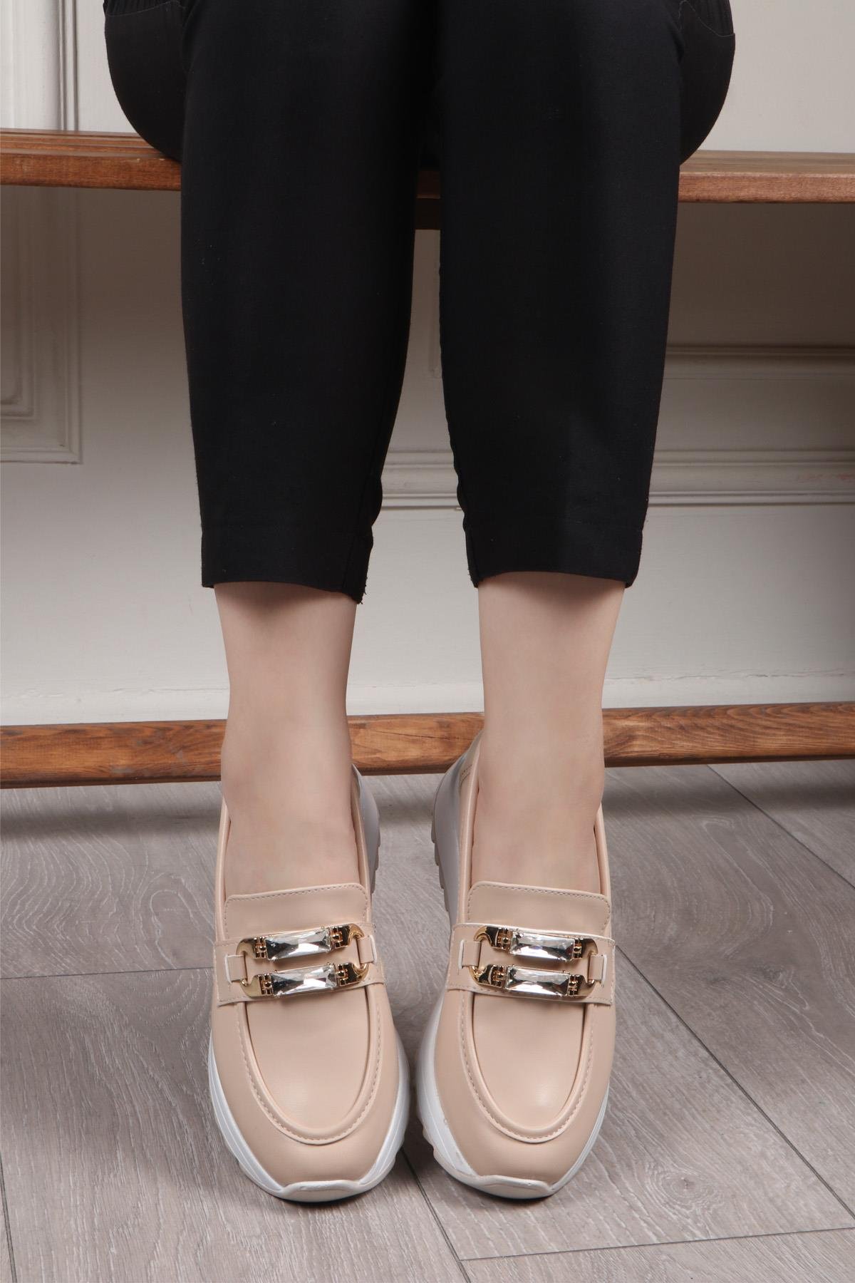 My Bella GÇ-106 Taşlı Kadın Ayakkabı Bej