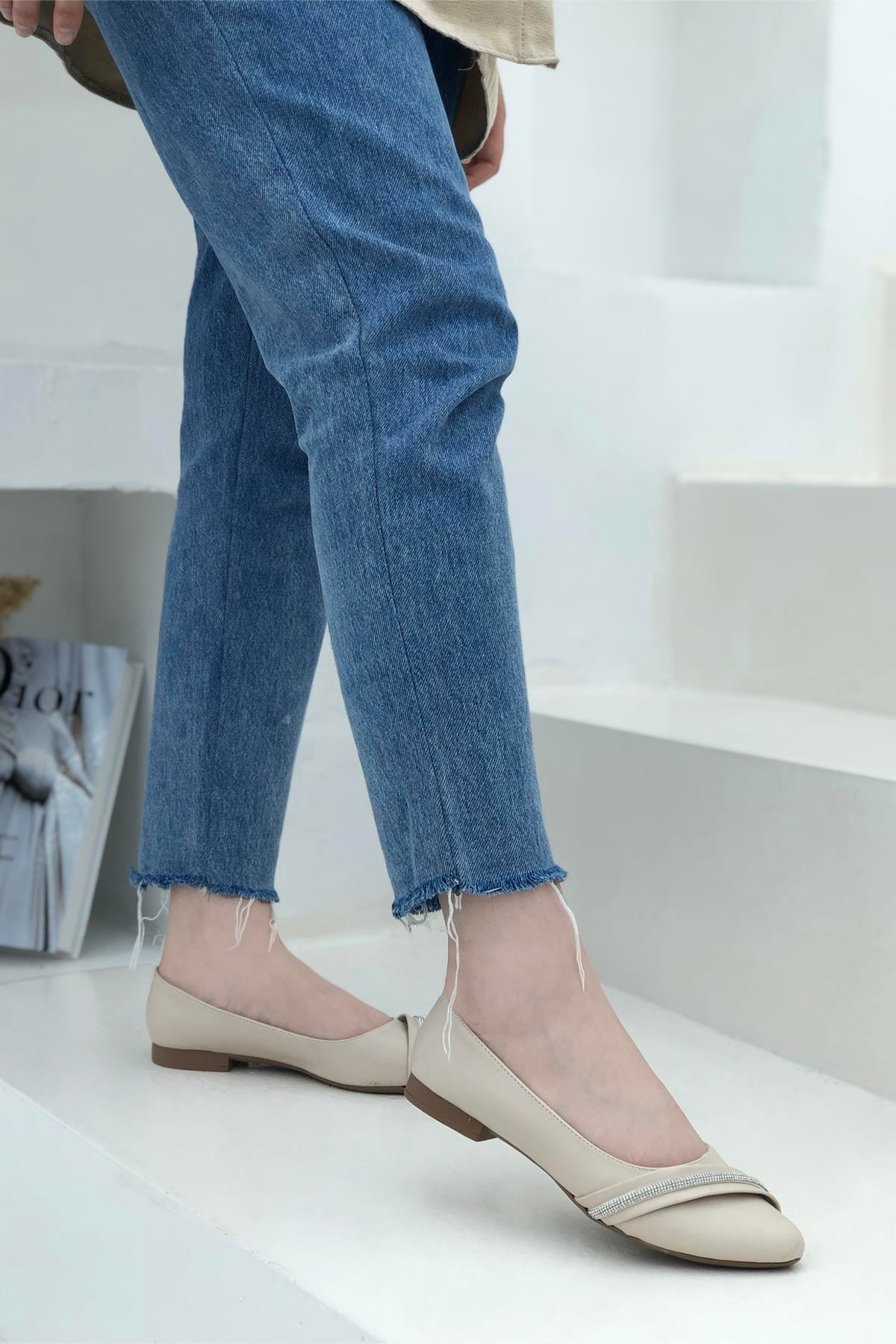 My Bella HL-1009 Taşlı Kadın Babet Ten