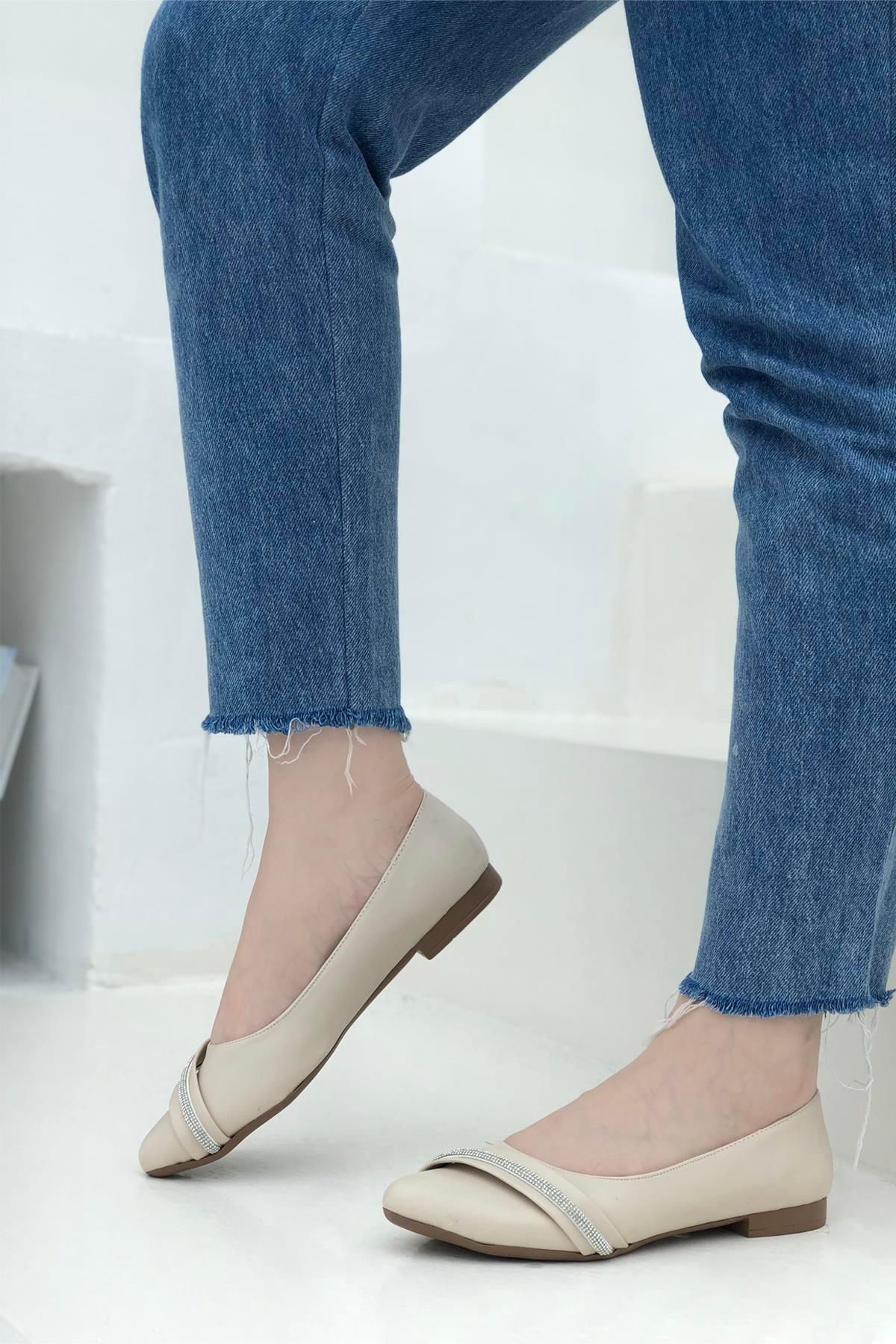 My Bella HL-1009 Taşlı Kadın Babet Ten