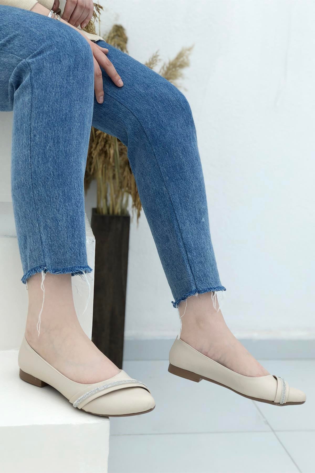 My Bella HL-1009 Taşlı Kadın Babet Ten