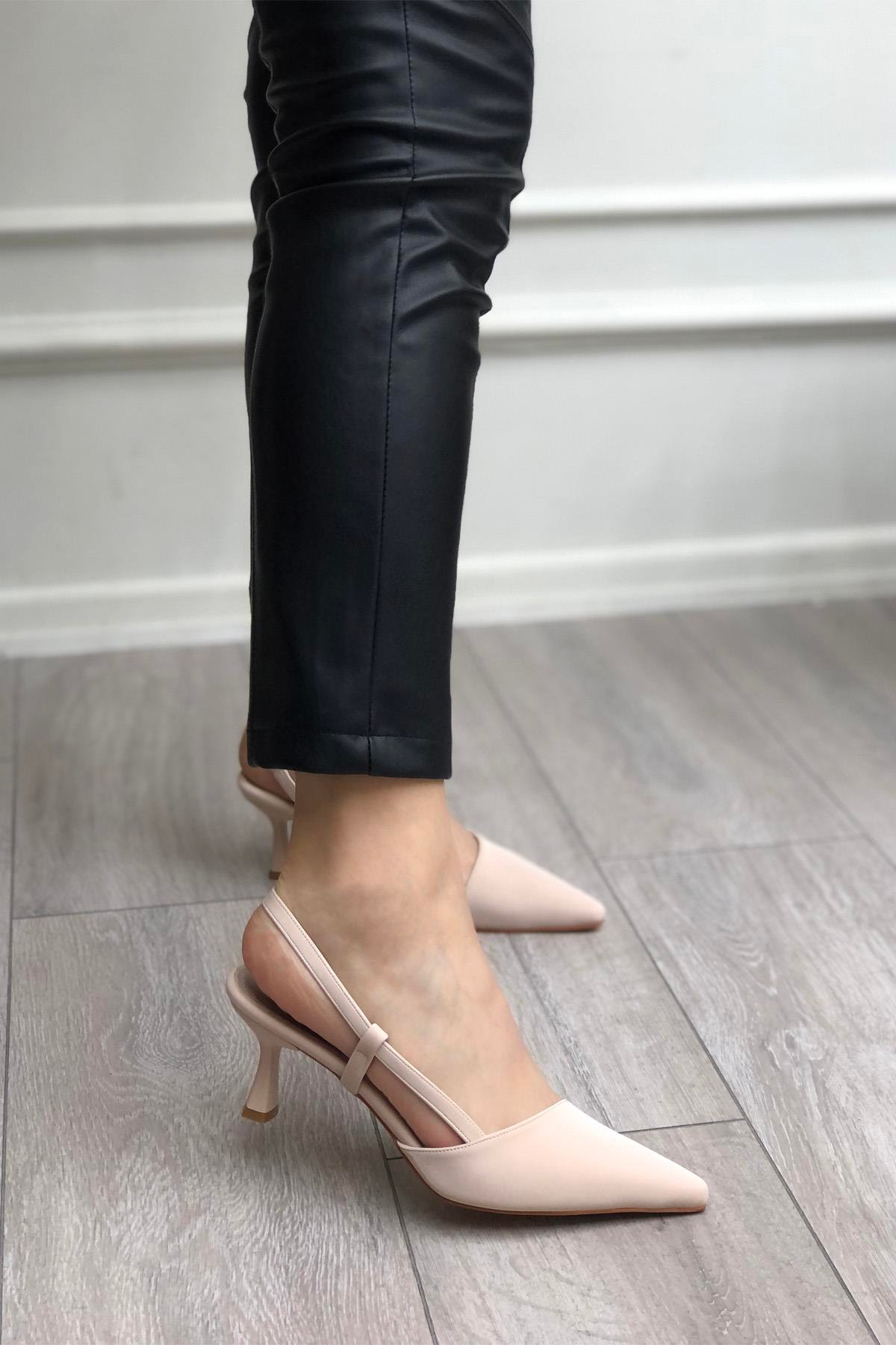 My Bella HM-303  Kadeh Topuk Kadın Ayakkabı Ten Vakum