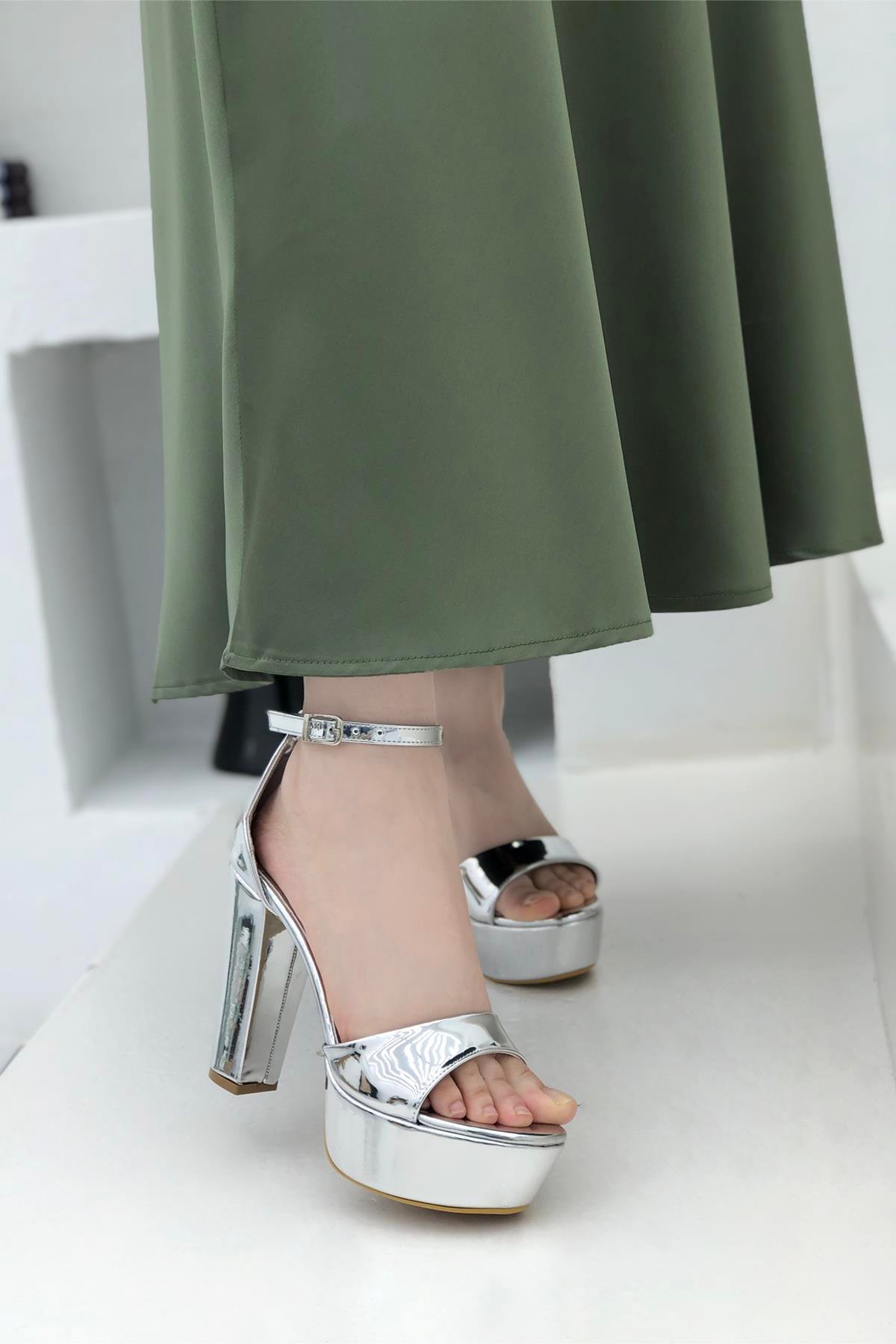 My Bella K-530 Kadın Platform Ayakkabı Gümüş