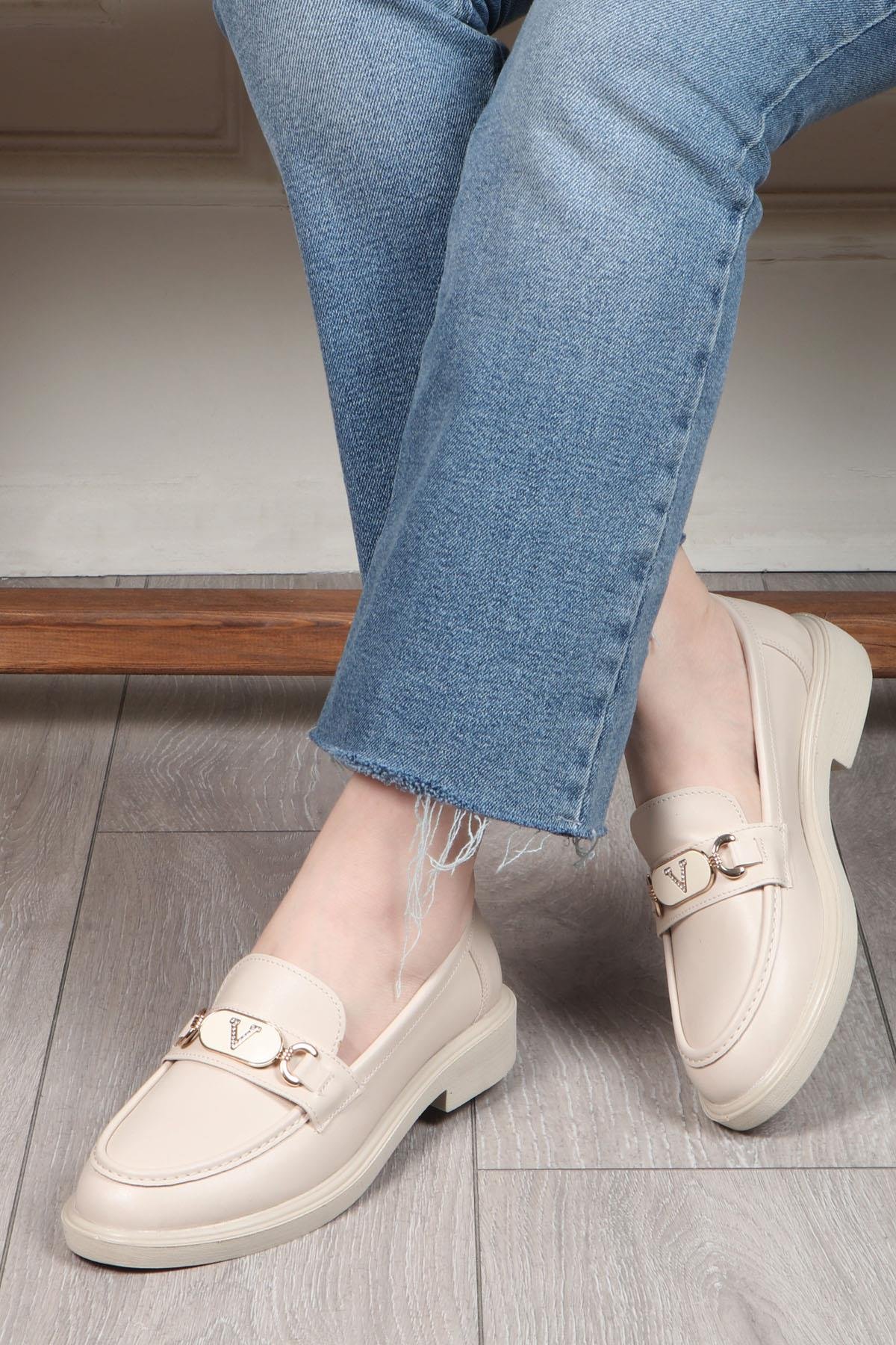 My Bella KL-077  V Taş Kadın Ayakkabı Ten