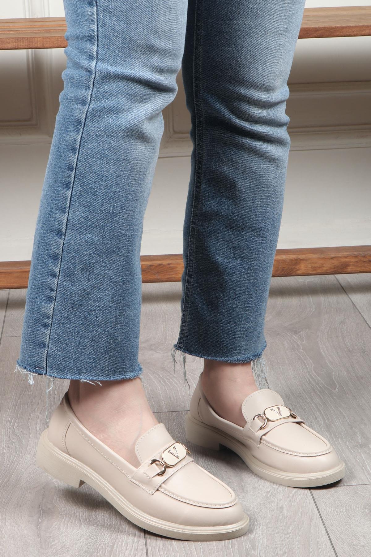 My Bella KL-077  V Taş Kadın Ayakkabı Ten