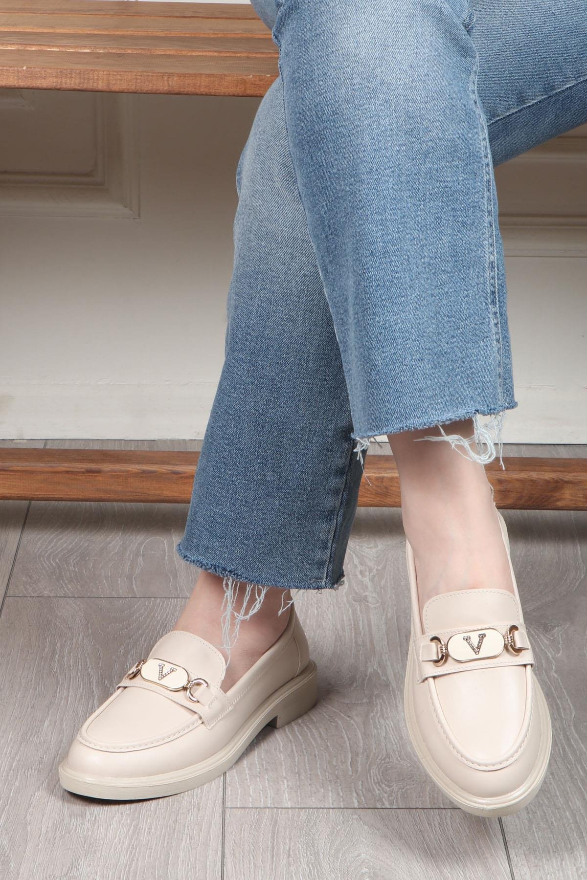 My Bella KL-077  V Taş Kadın Ayakkabı Ten