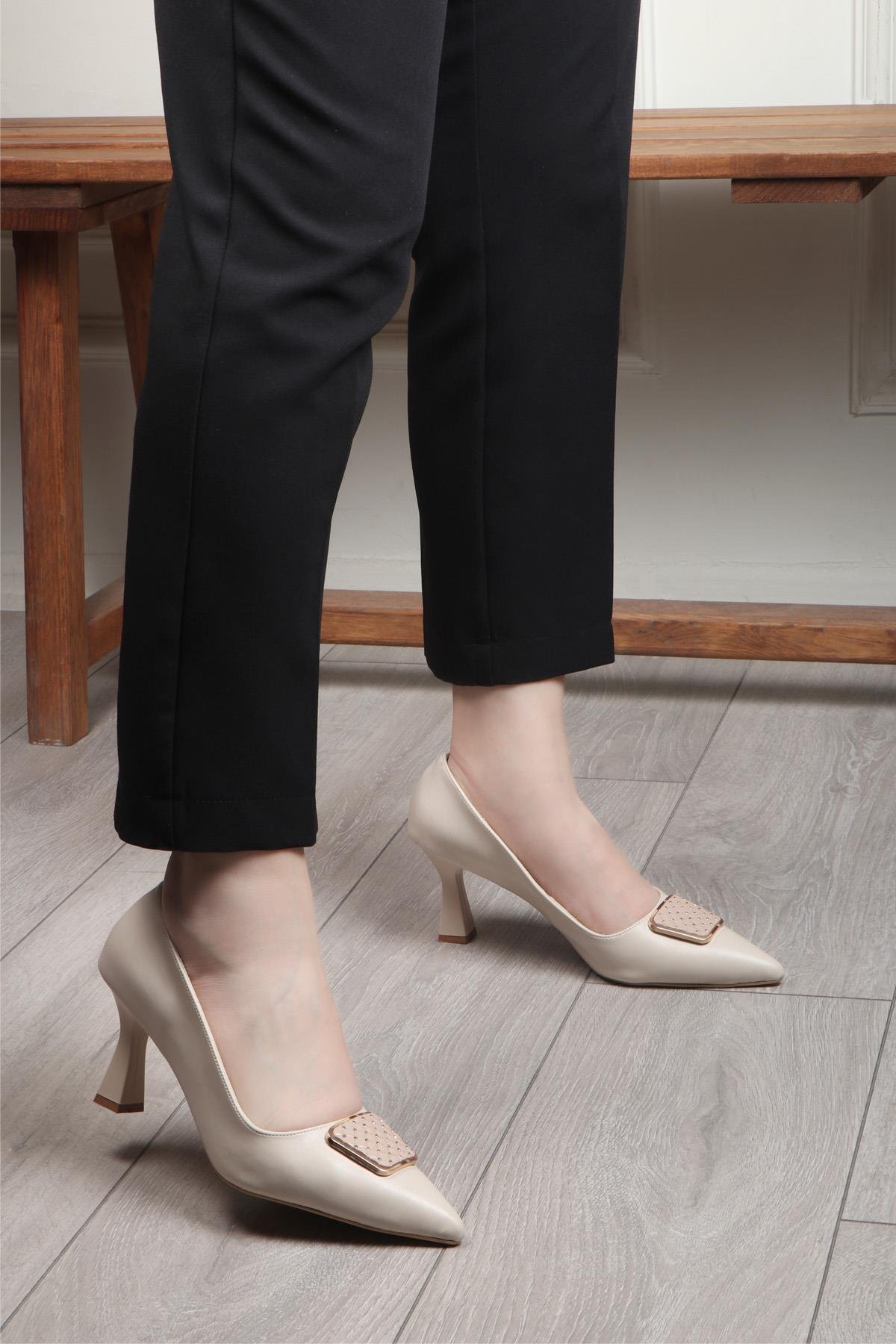 My Bella KRD-611 Tokalı Kadın Ayakkabı Ten