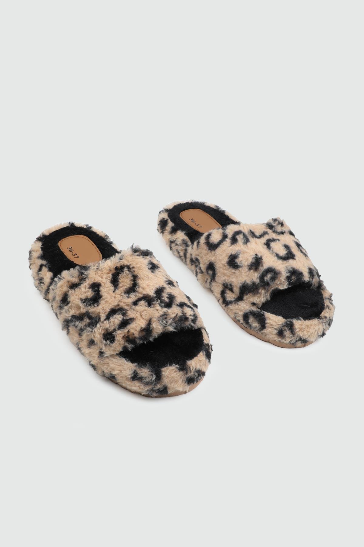 My Bella Leo 25K Kadın Terlik Bej Leopar
