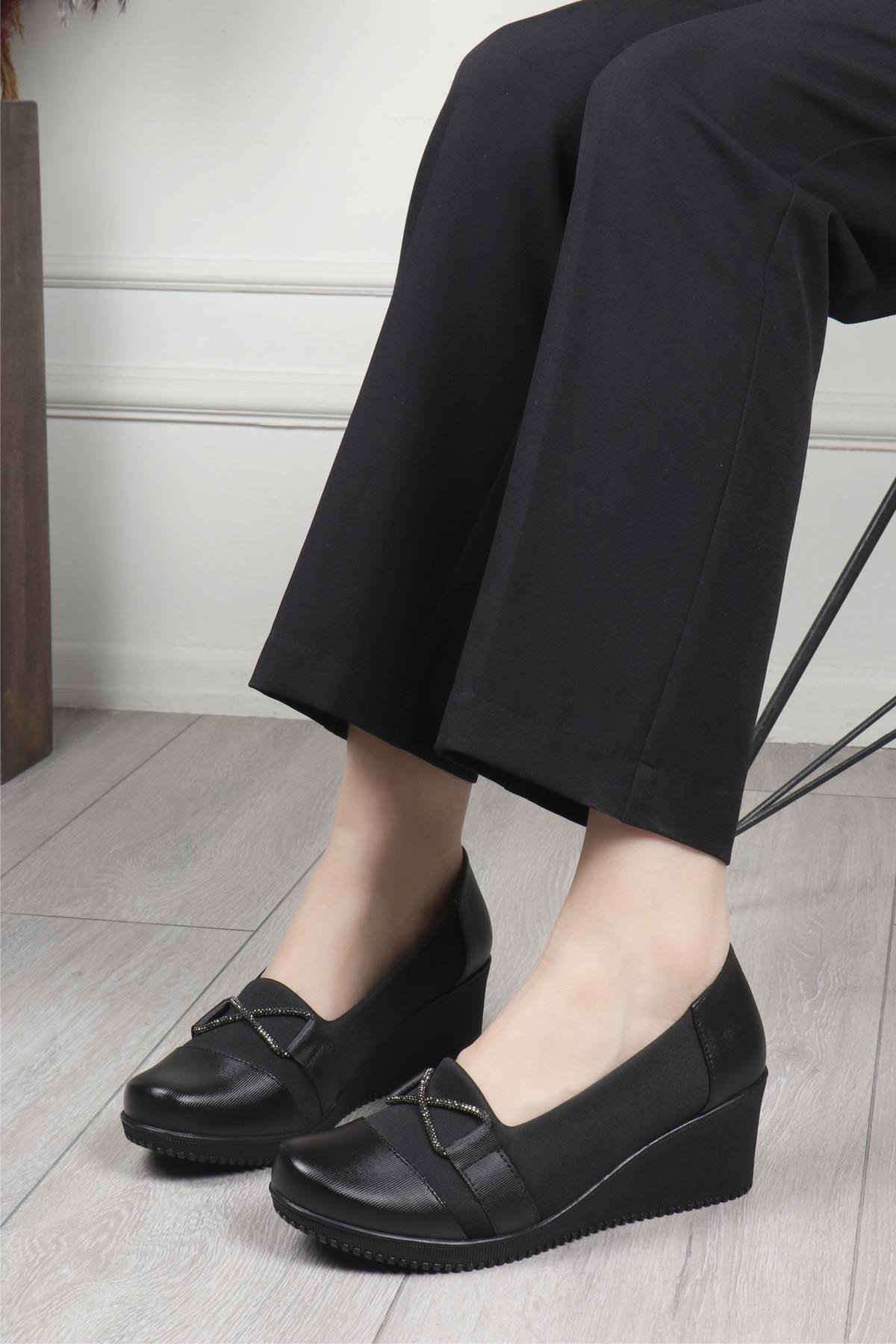 My Bella OT-XV150 Taşlı Kadın Ayakkabı Siyah